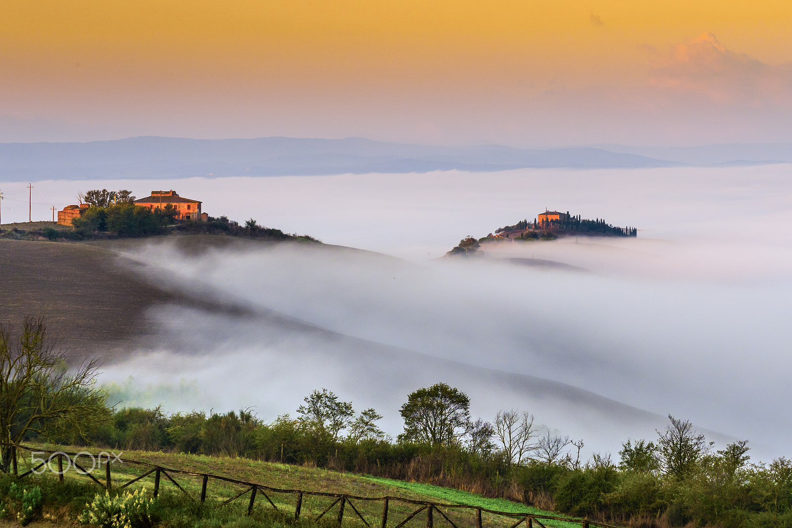 Olympus OM-D E-M5 II sample photo. Foggy morning in tuscany photography