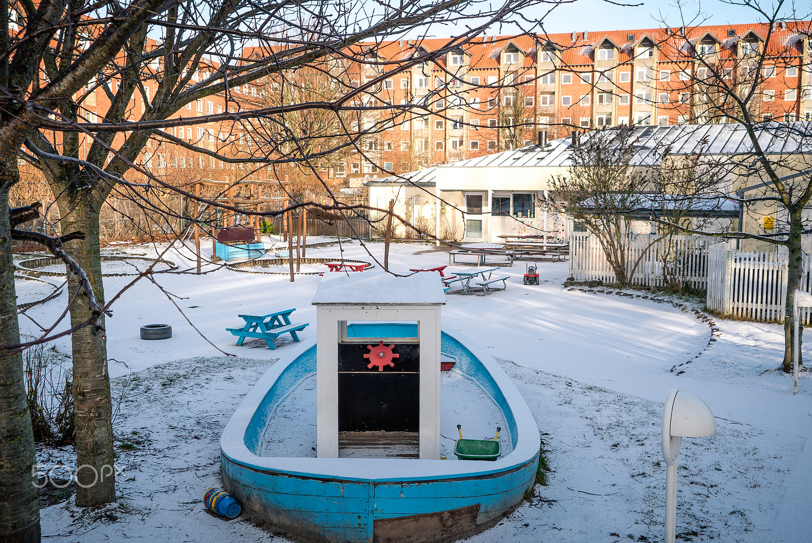 Sony a7S II + Sony FE 24-240mm F3.5-6.3 OSS sample photo. Danish kindergarten covered in snow, all aboard! photography