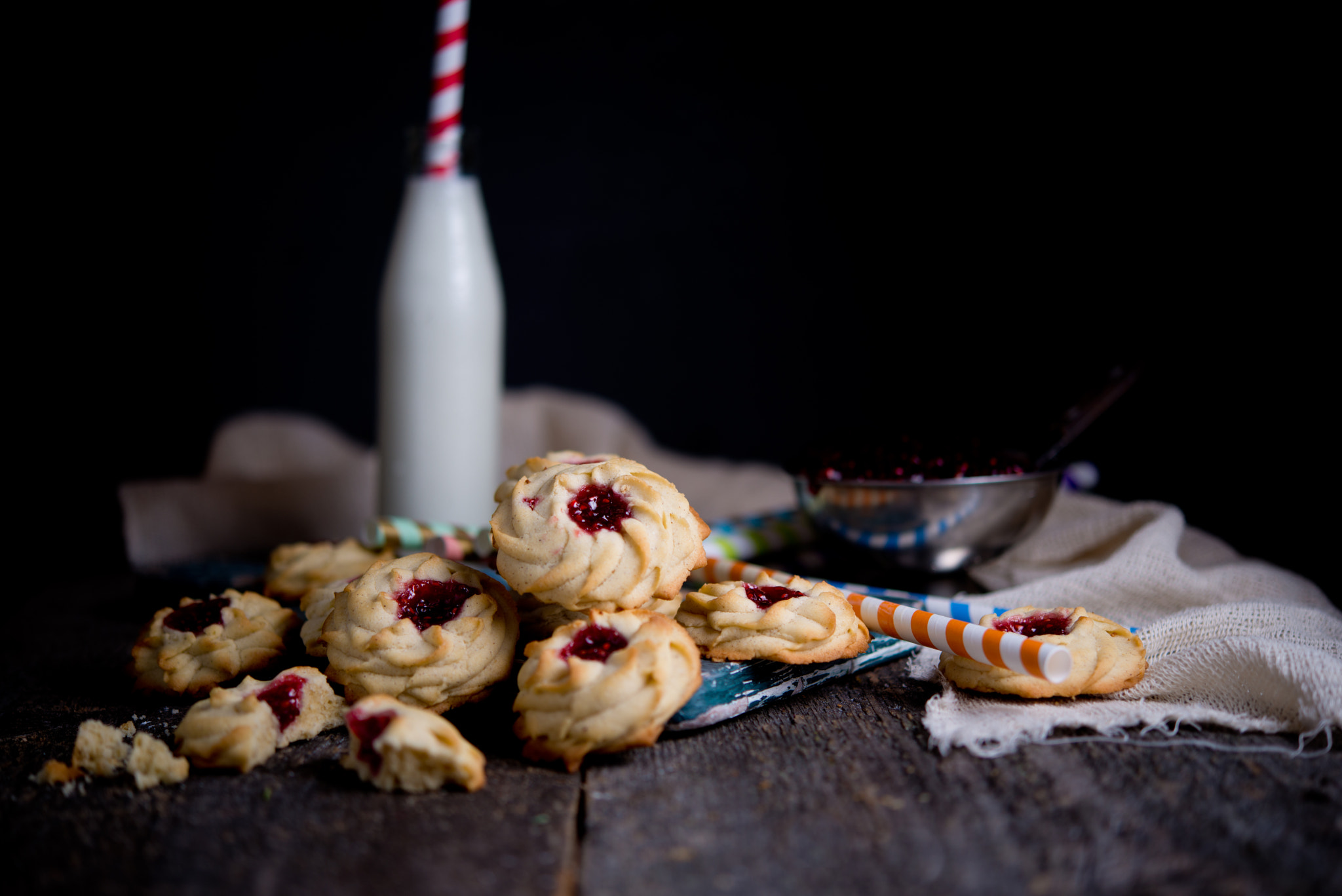 Nikon D800 sample photo. Homemade cookies with raspberry and milk photography