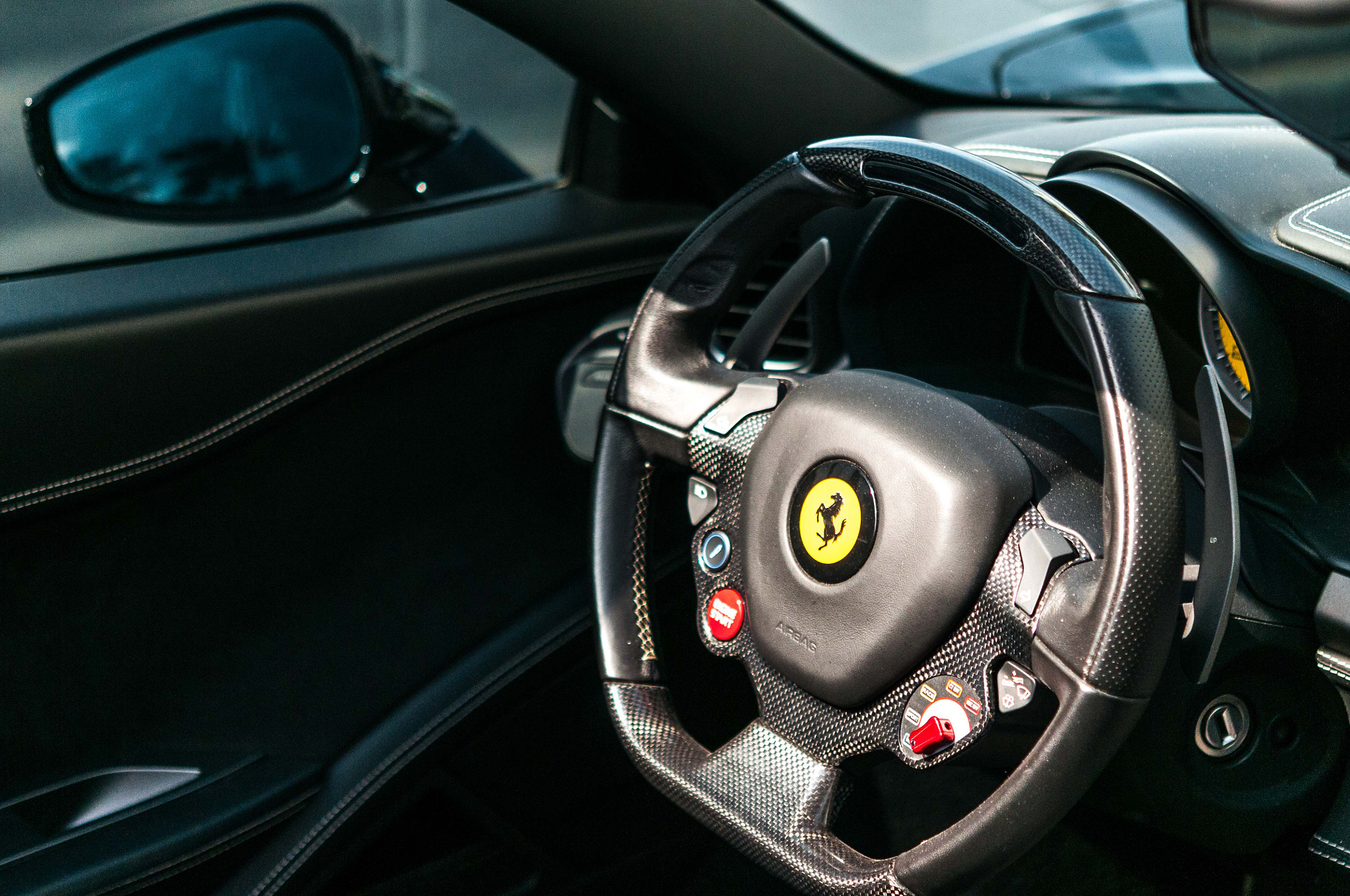 Nikon AF-S Micro-Nikkor 60mm F2.8G ED sample photo. Ferrari steer wheel photography