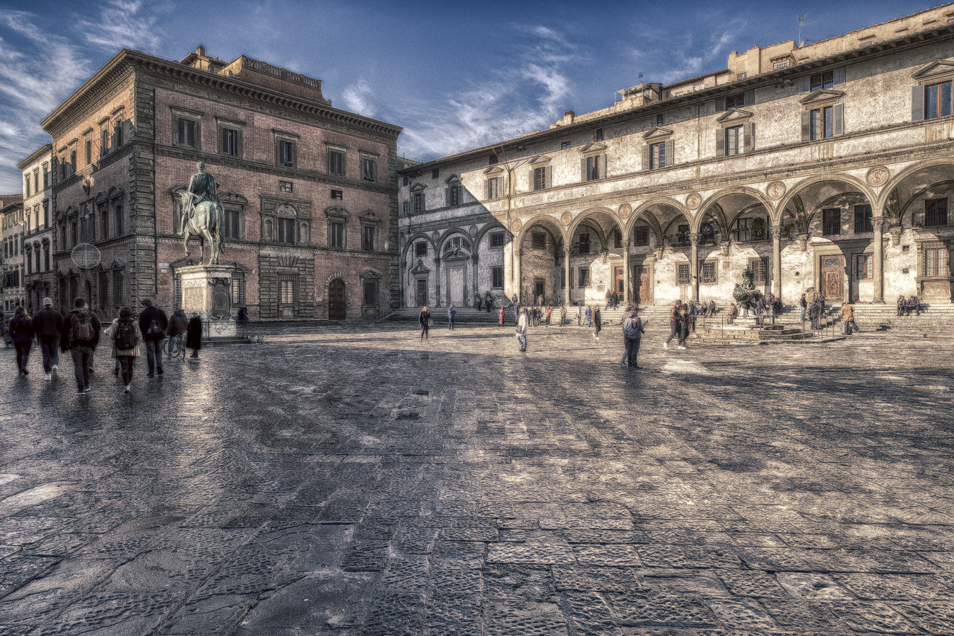 Fujifilm X-T2 + Fujifilm XF 14mm F2.8 R sample photo. Piazza santissima annunziata in hdr photography