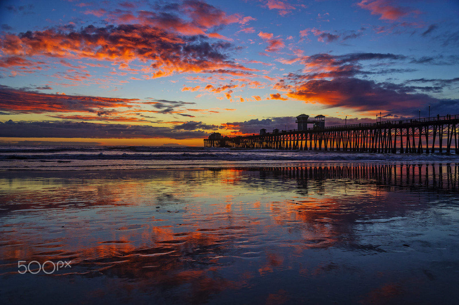 Nikon D3S sample photo. Fiery sunset in oceanside - january 13, 2017 photography