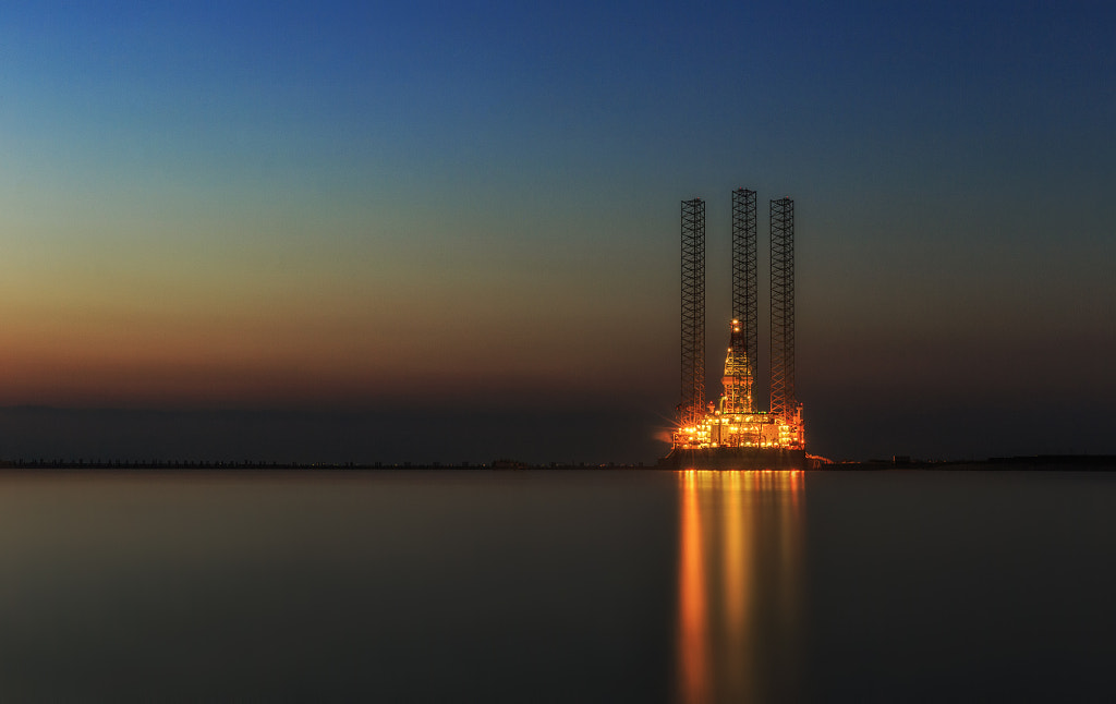 Oil platform moored near the shore of the Caspian Sea.Baku.Azerb by Alexander Melnikov on 500px.com