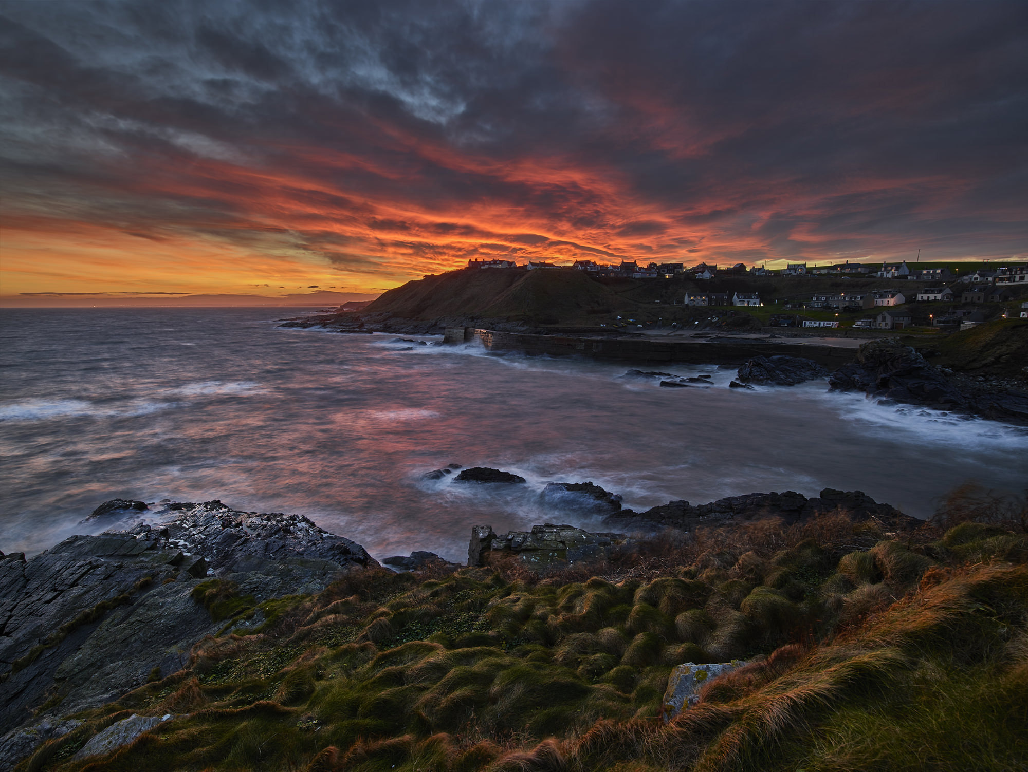 Phase One IQ3 80MP sample photo. Winter storm, collieston, scotland photography