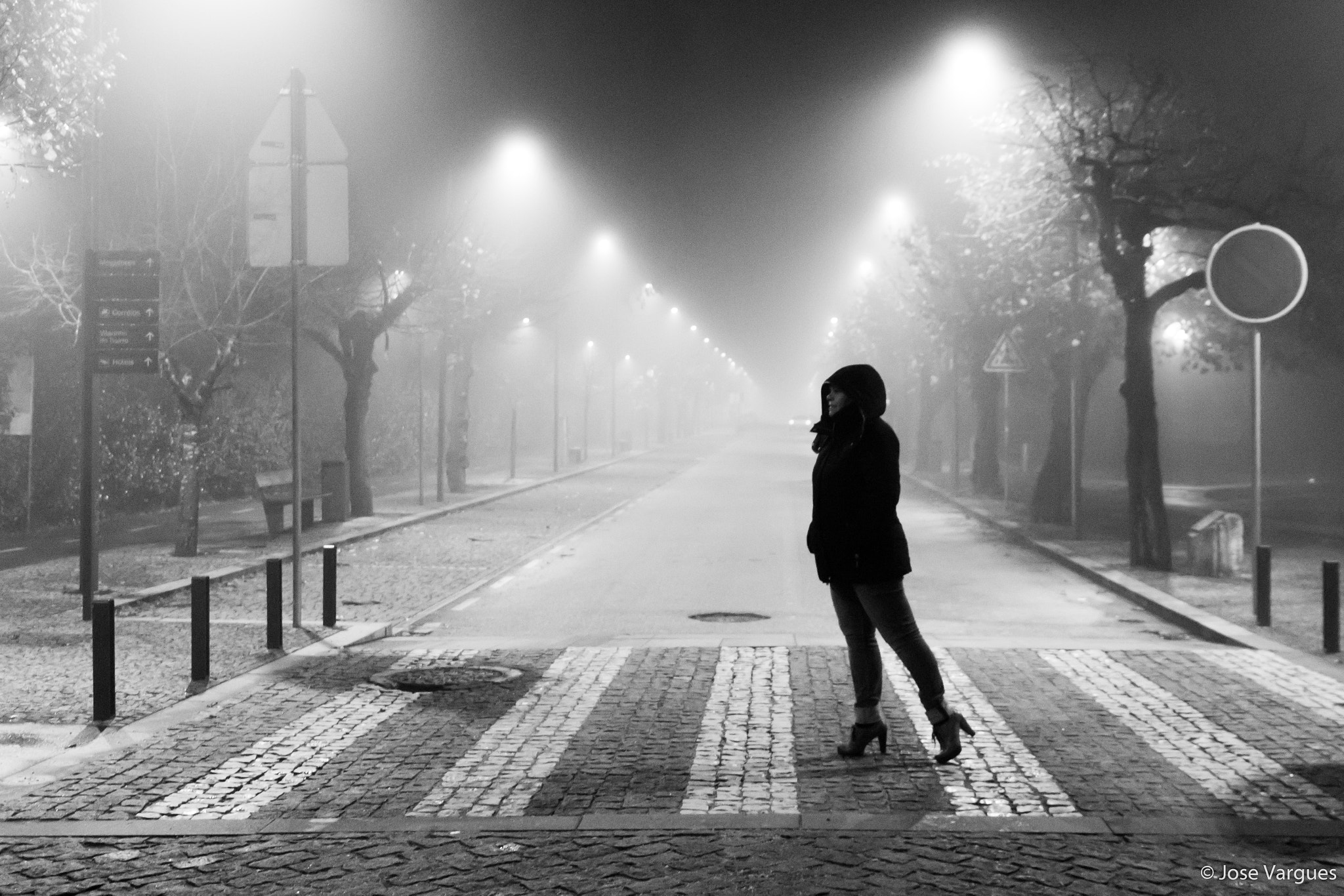 Canon EOS 80D + Sigma 24-70mm F2.8 EX DG Macro sample photo. Foggy crosswalk photography