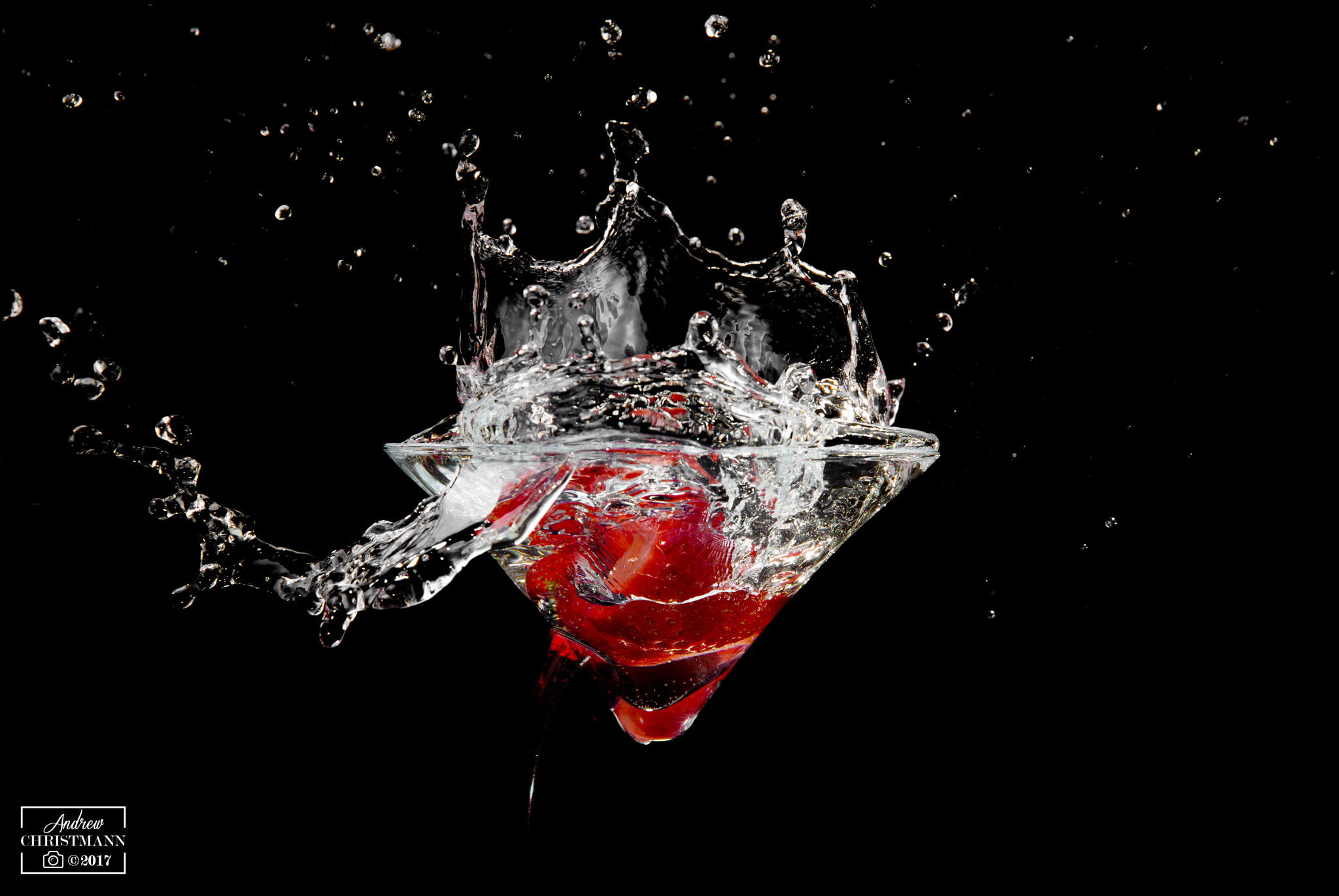 Canon EOS 6D sample photo. Strawberry martini splash photography
