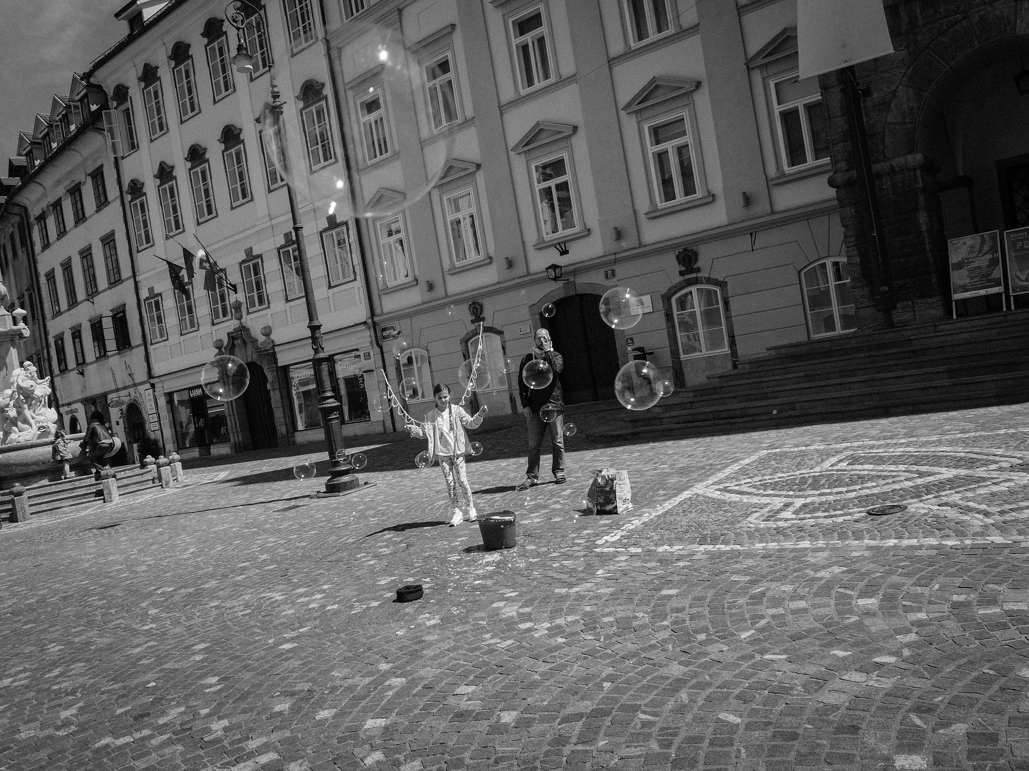 Olympus PEN-F sample photo. Ljubjana bubbles photography