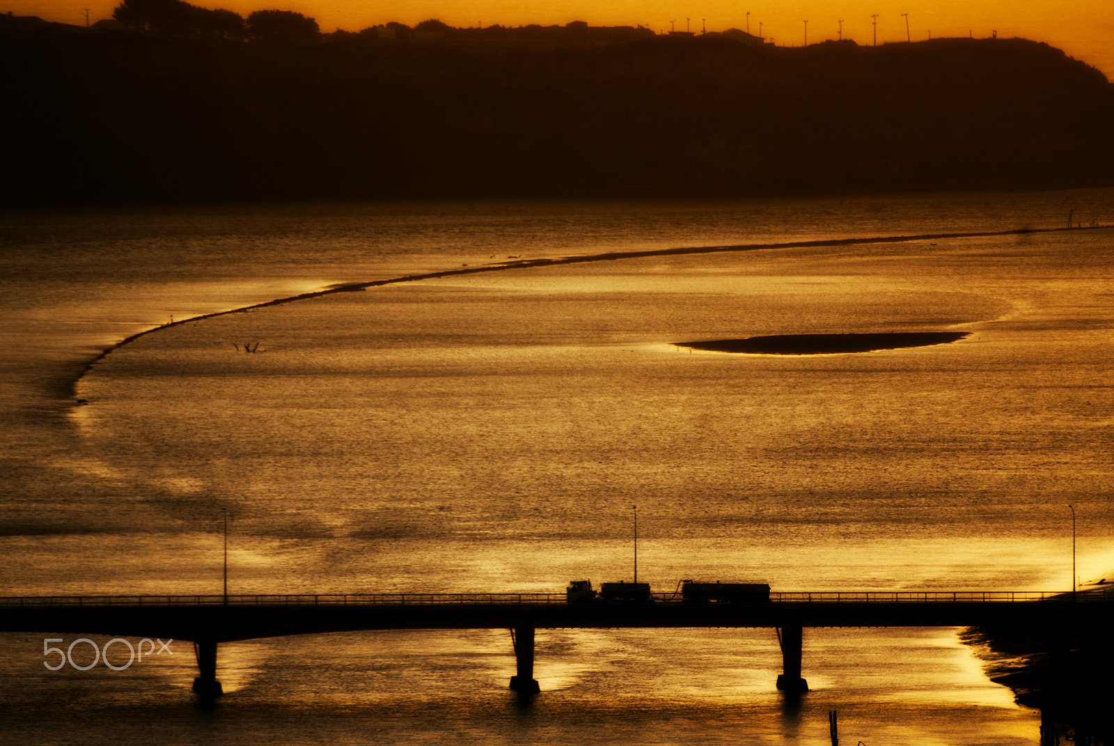Pentax K10D sample photo. Motorway bridge sunset photography
