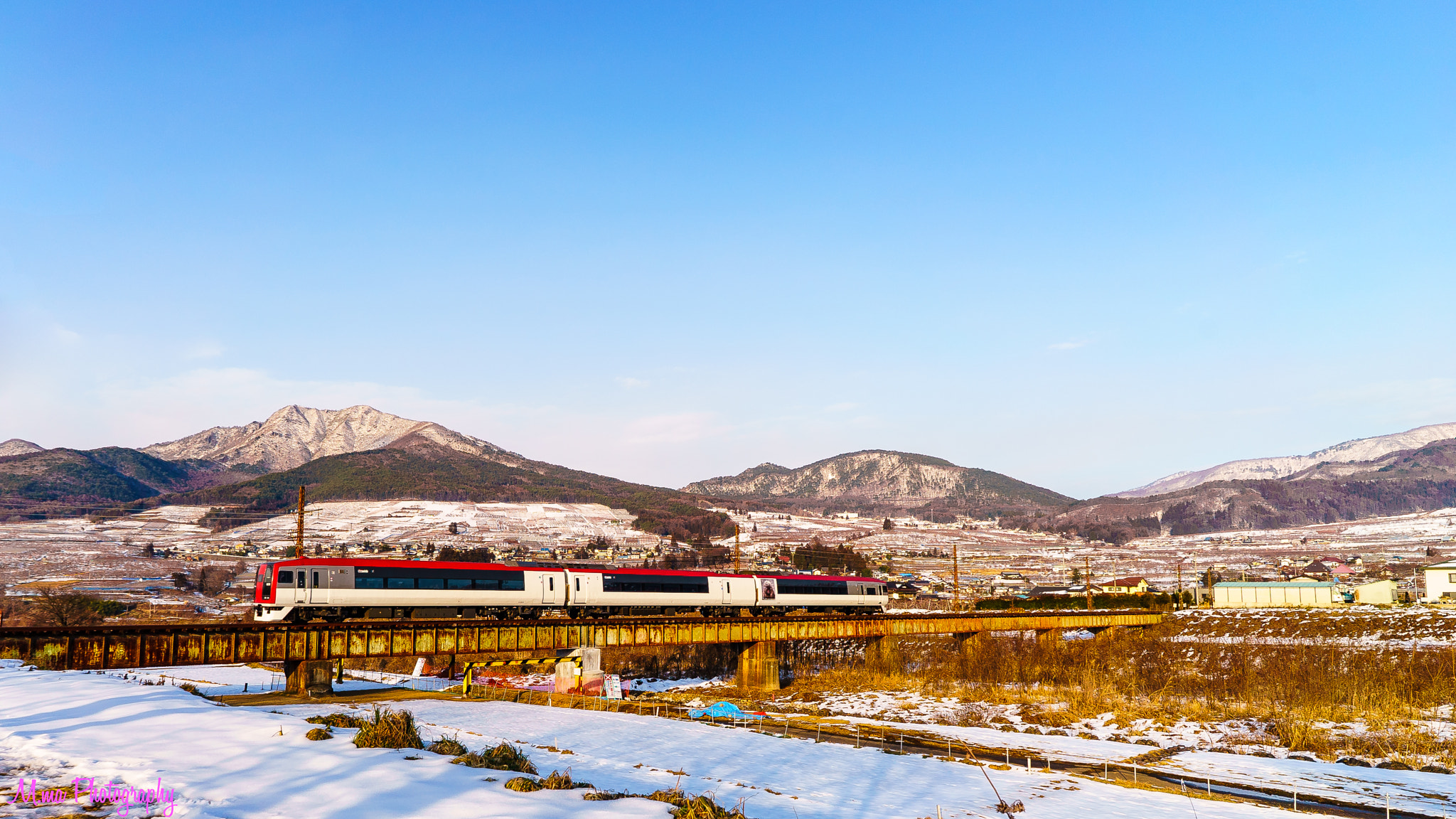 Sony a7S sample photo. Mountains and trains at dusk photography