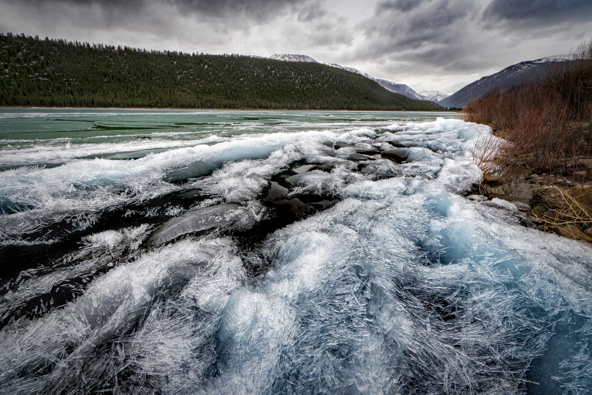 Sony a99 II + Sony Vario-Sonnar T* 16-35mm F2.8 ZA SSM sample photo. Ice shards on clear creek photography