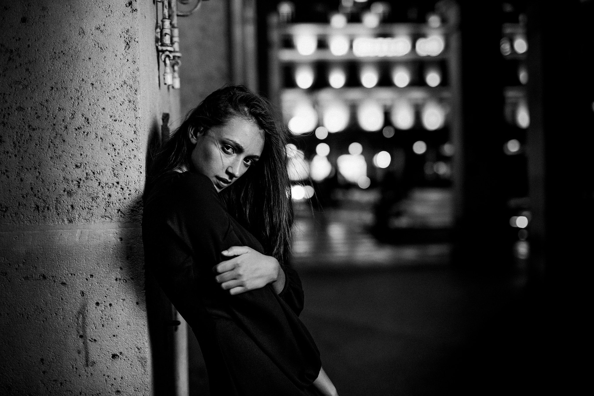 Sigma 50mm F1.4 EX DG HSM sample photo. Woman in black - rain in paris. photography