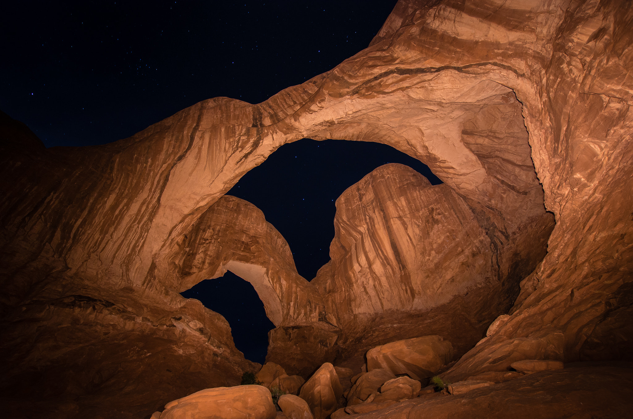 Pentax K-5 II + Sigma 10-20mm F3.5 EX DC HSM sample photo. Double arch at night photography
