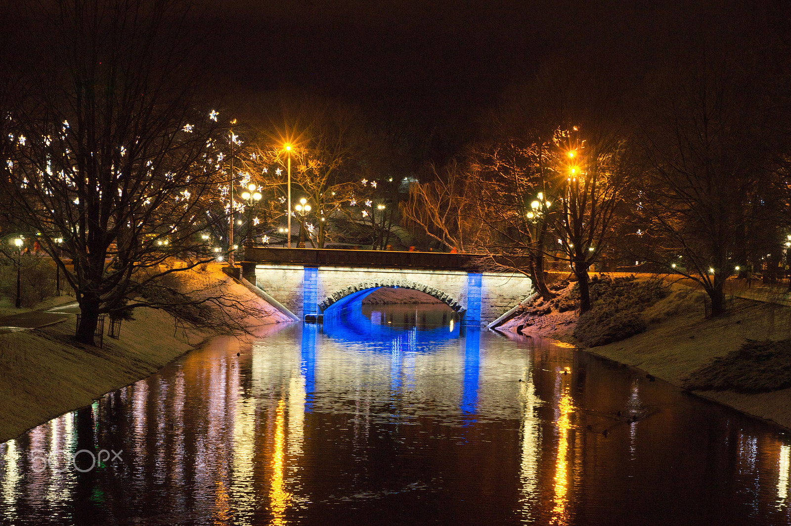 Sony Alpha DSLR-A580 sample photo. City park of riga at night photography