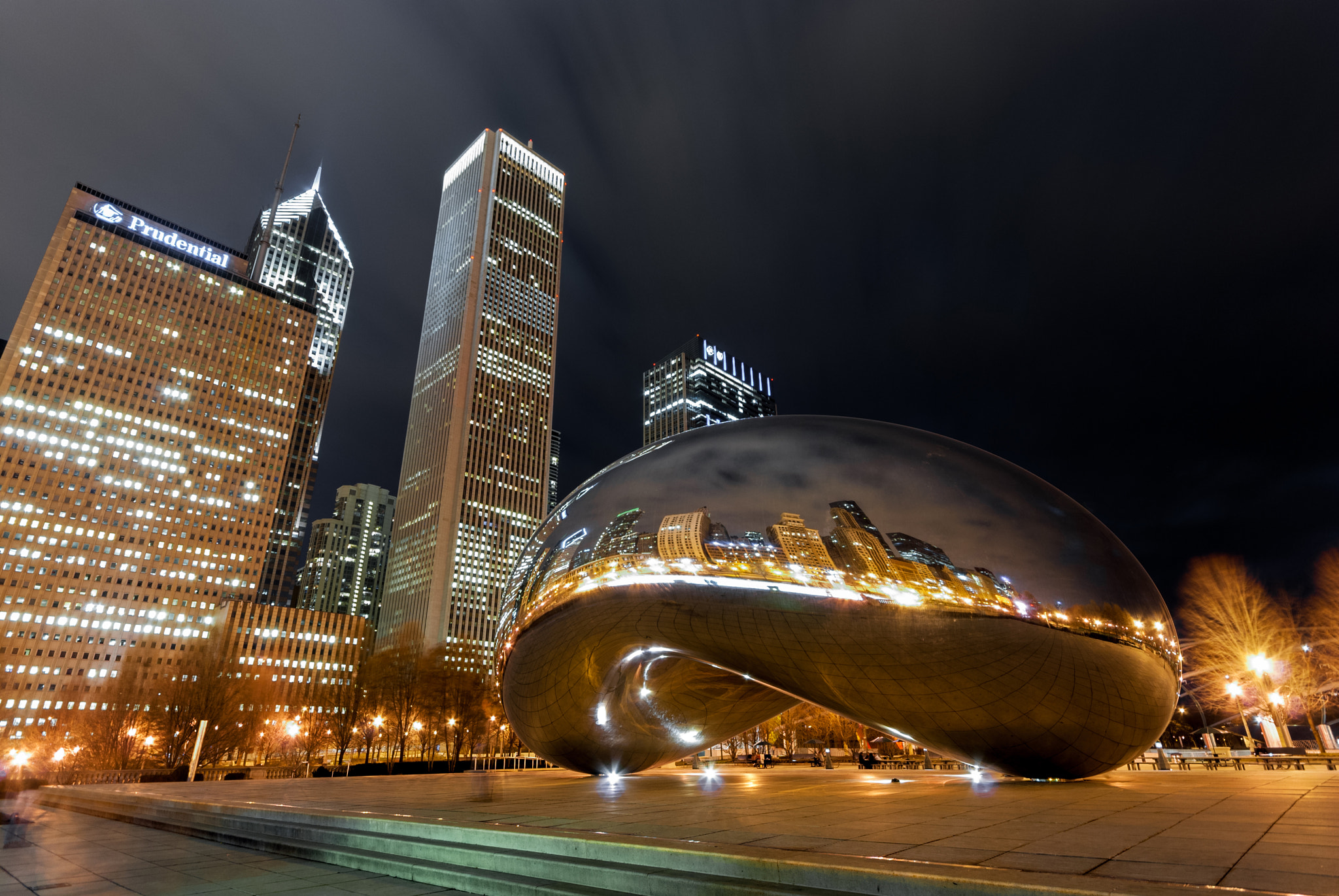 Nikon D80 sample photo. Cloud gate at night, chicago photography
