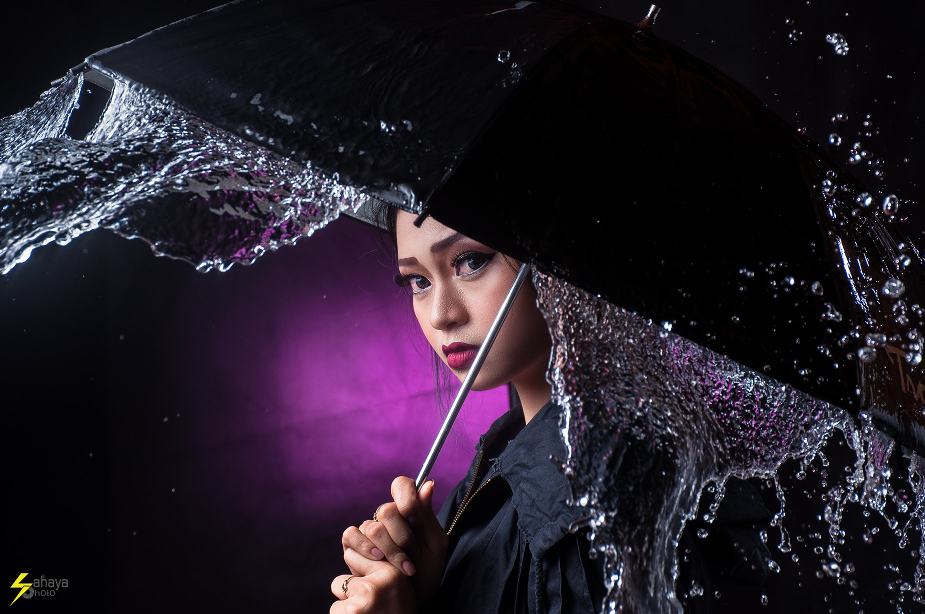 Nikon D5000 sample photo. Umbrella splash water photography