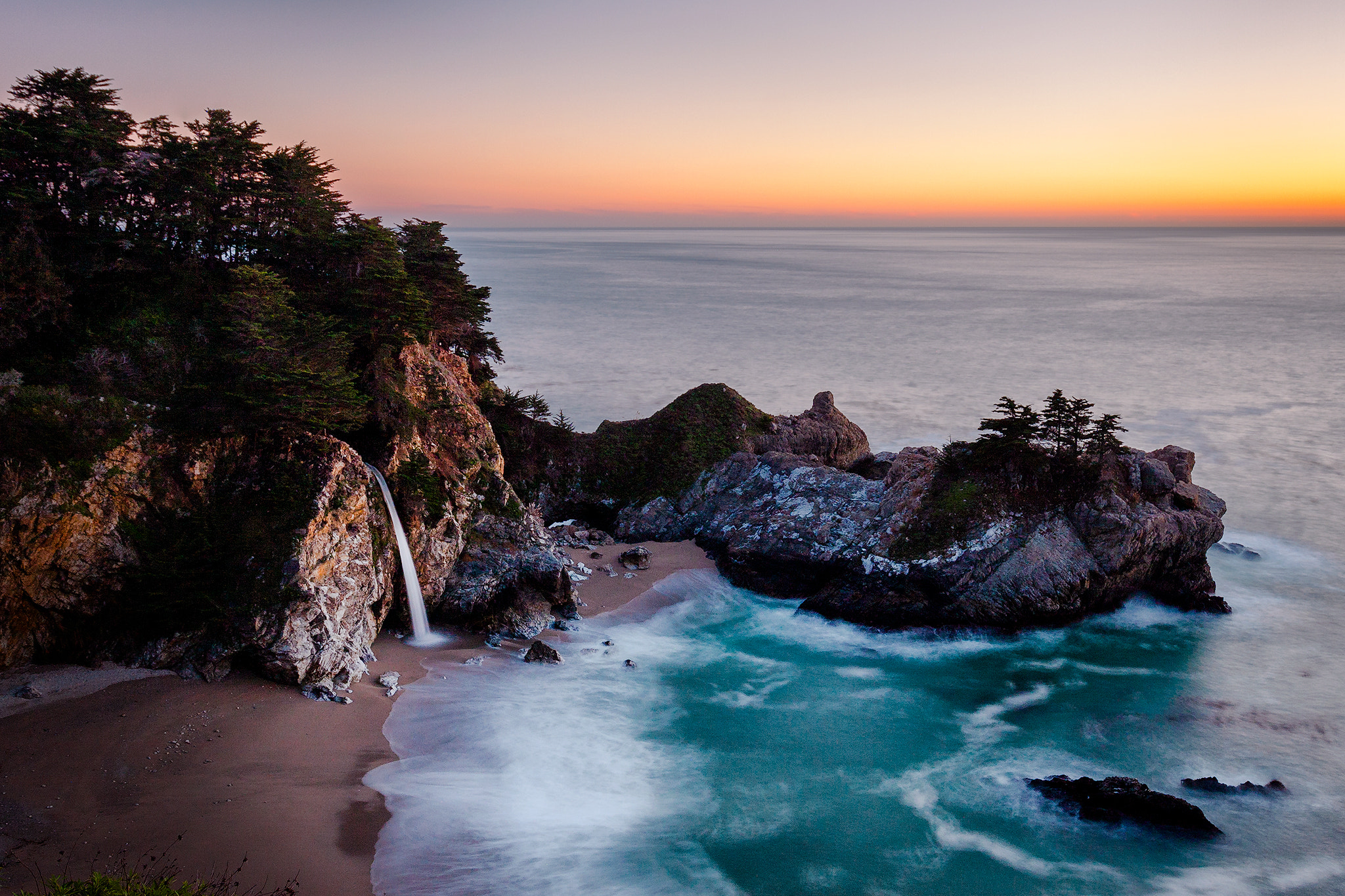 Canon EOS 40D + Canon EF 16-35mm F4L IS USM sample photo. Mcway falls | big sur, ca photography