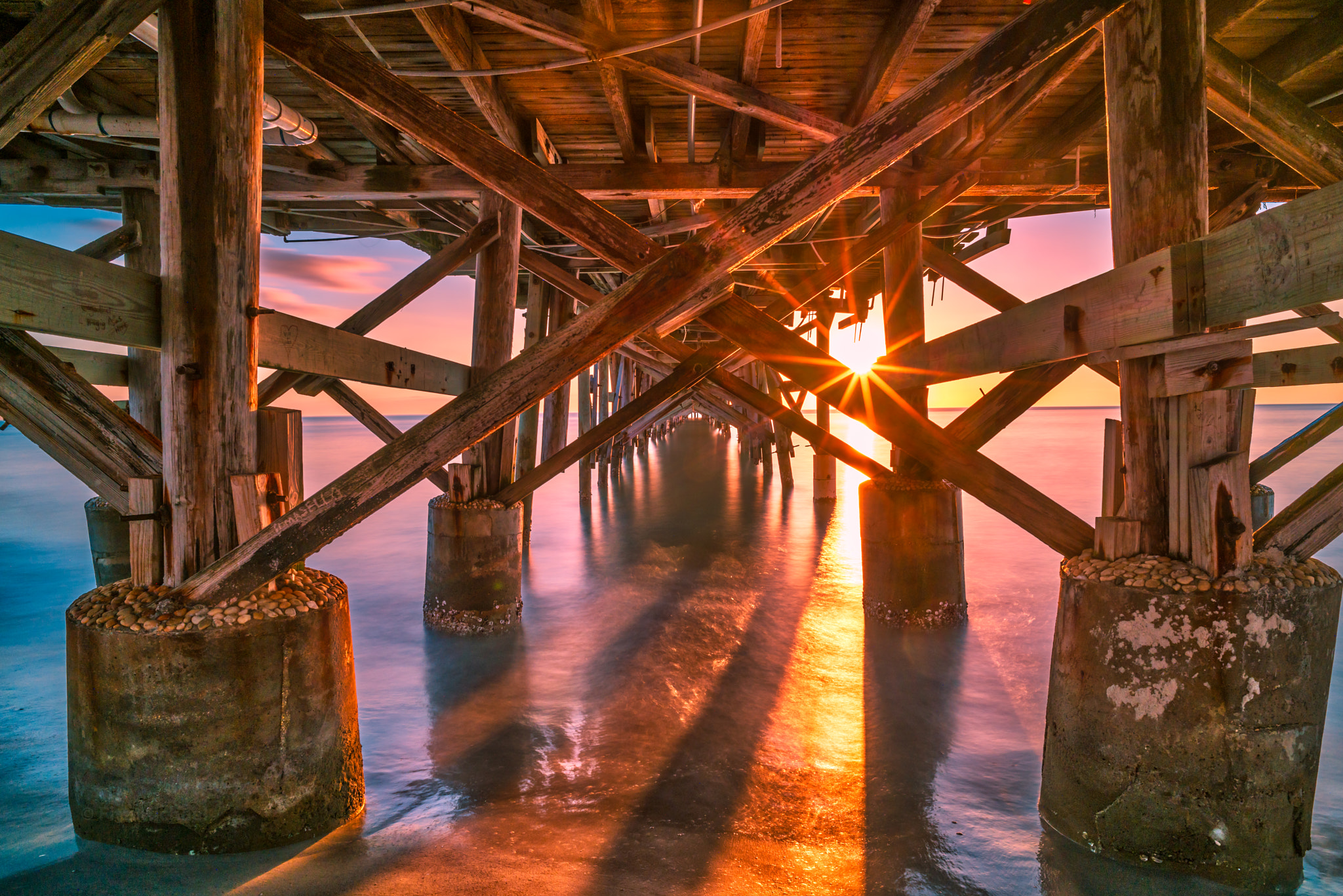 Sony a7R II sample photo. Sunset under the pier!!! photography