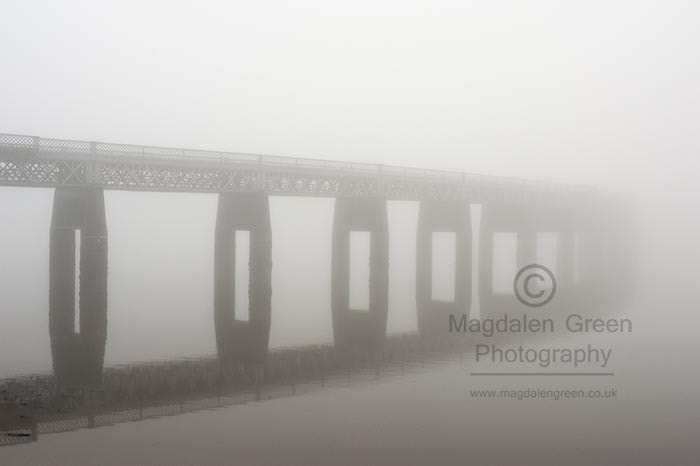 Nikon AF-S Nikkor 28-70mm F2.8 ED-IF sample photo. Tay road bridge - shrouded in mist - moody gothic scene - black photography