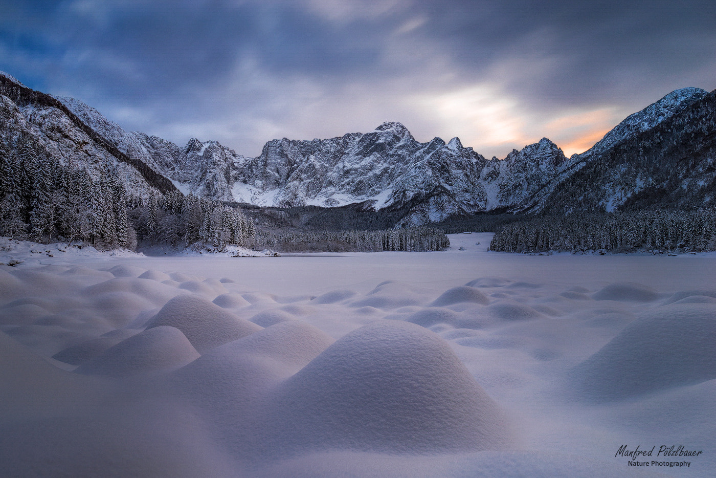 Sony a7R + Sony 70-400mm F4-5.6 G SSM sample photo. Snow covered lago di fusine photography