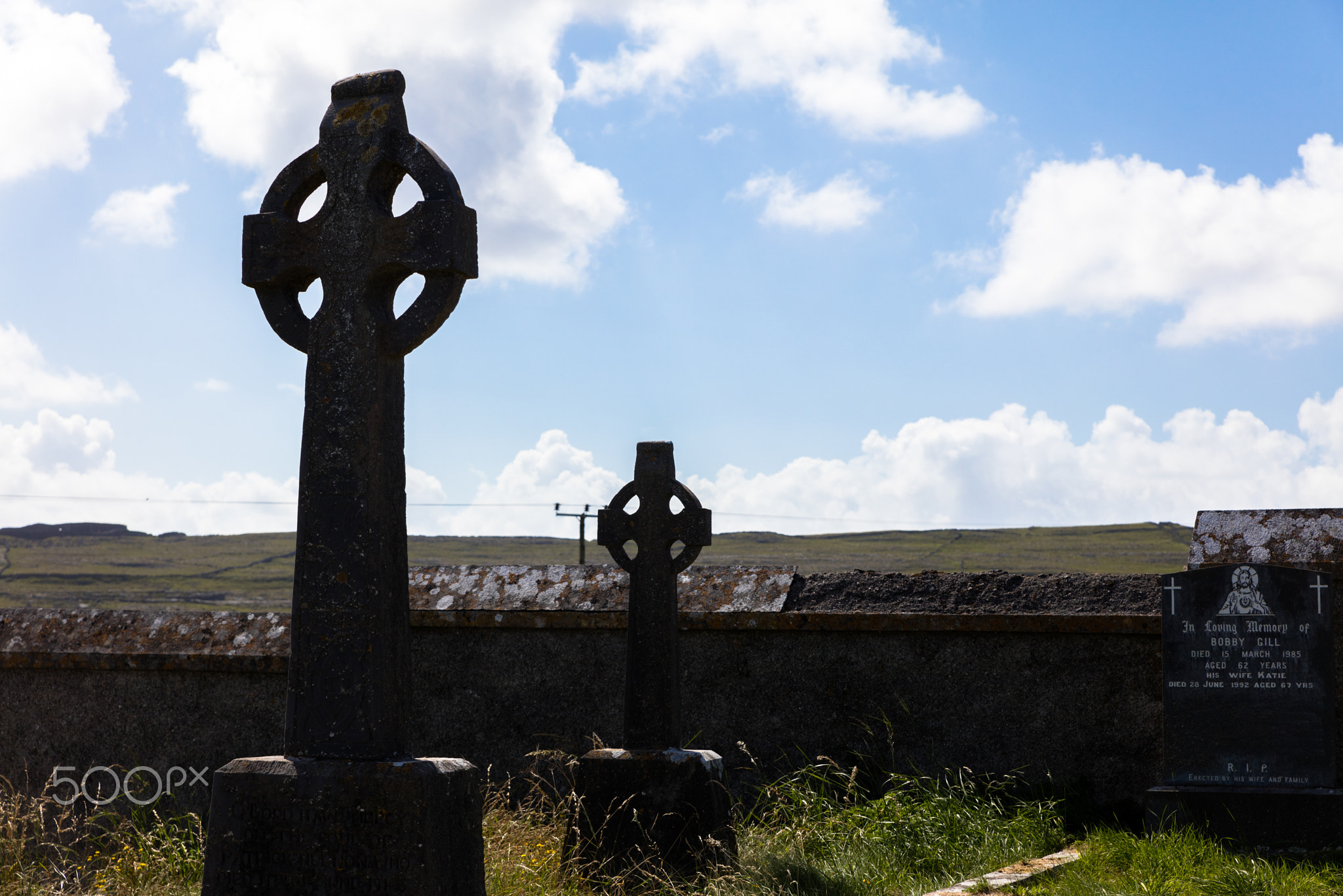 Celtic crosses in cemetery