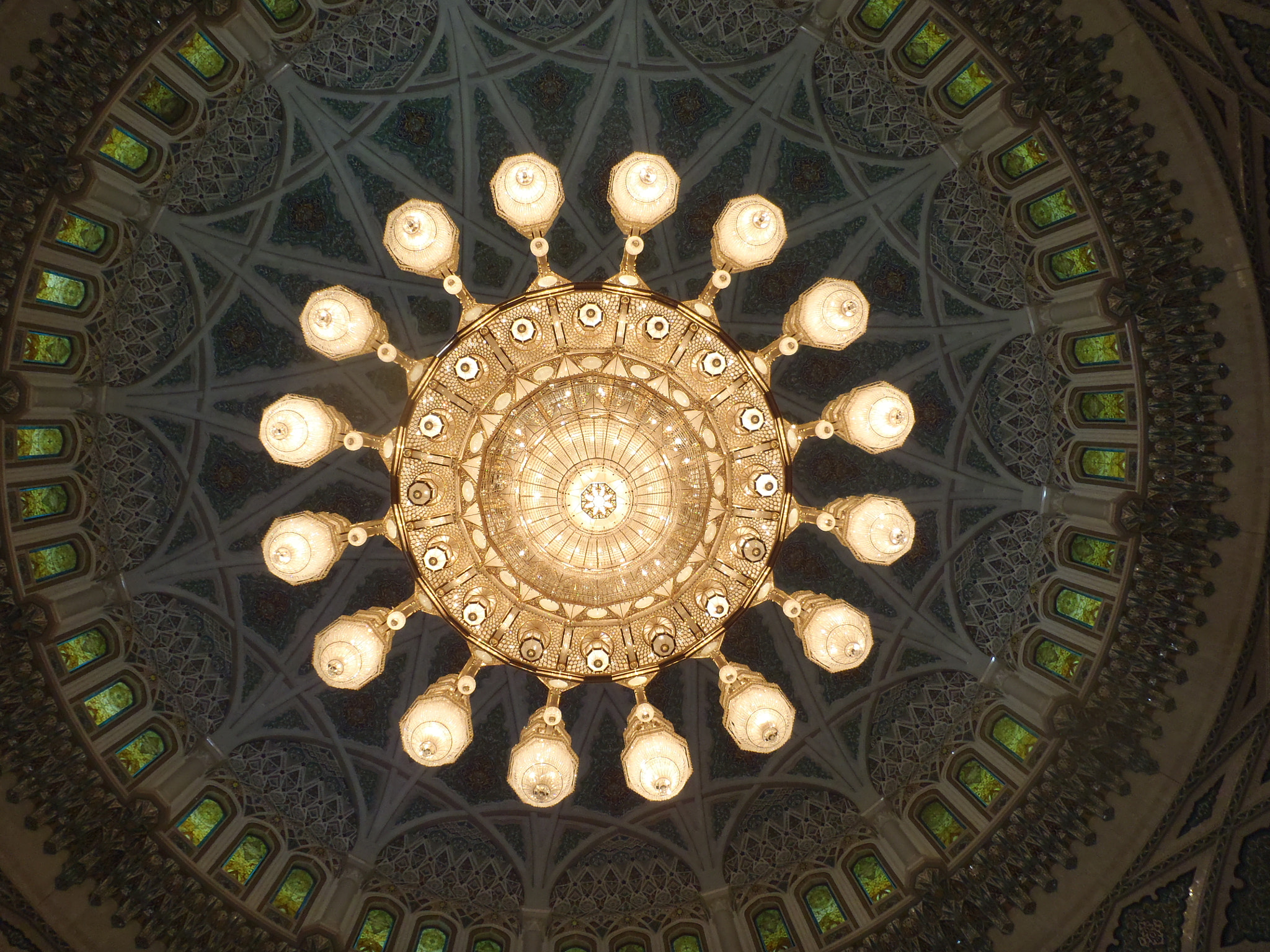 Olympus uTough-6020 sample photo. "ufo" chandelier at jumeirah mosque dubai photography