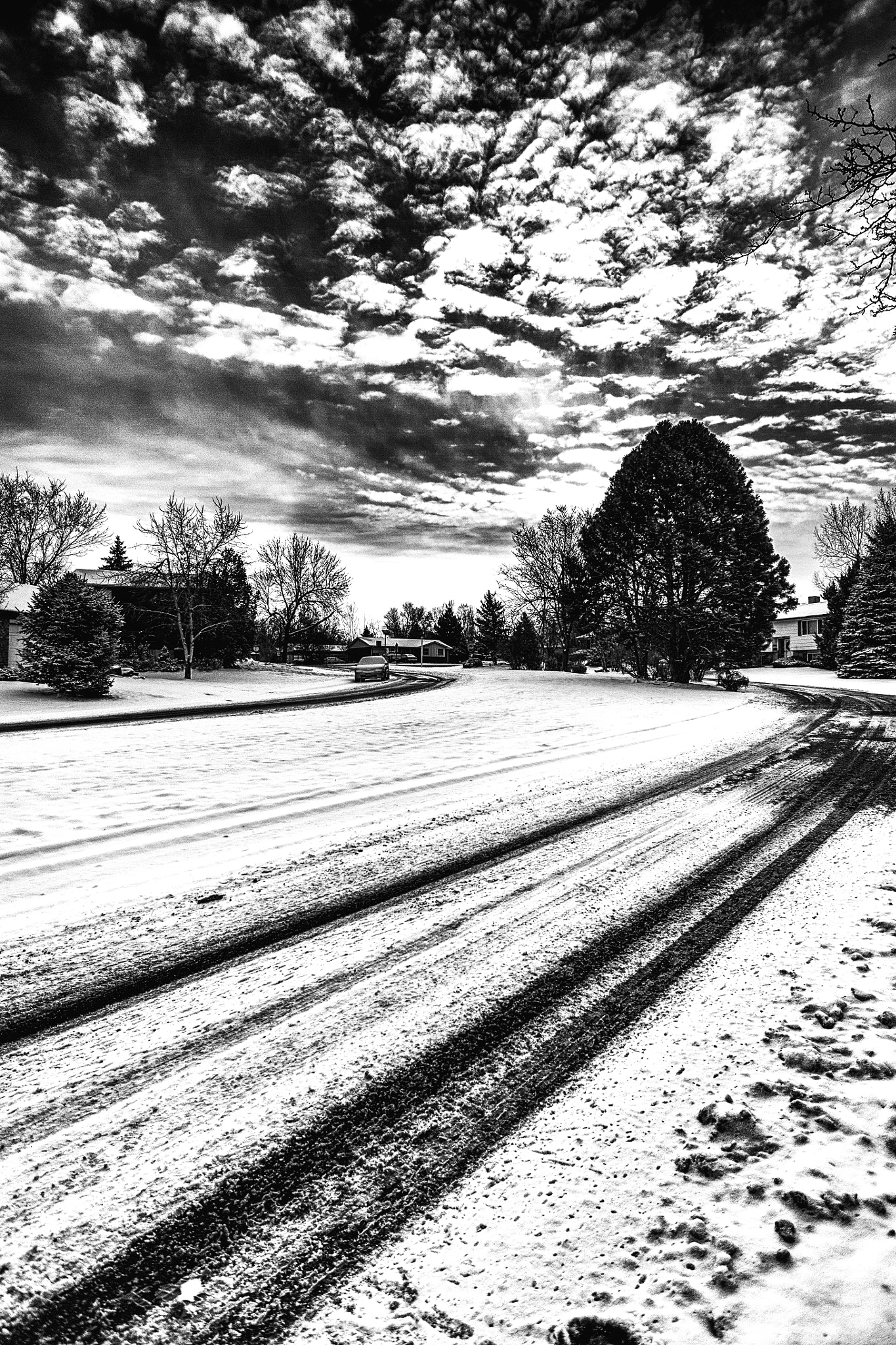 Canon EOS 5D sample photo. Sunrise after a snow fall with cloudy skies photography