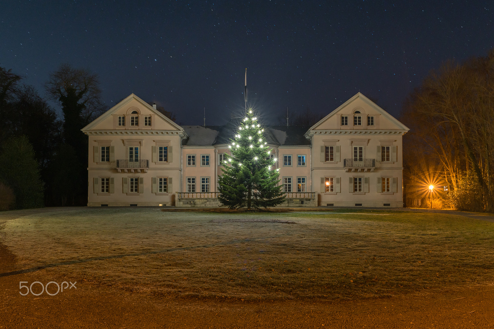 Nikon D800 + Sigma 24-70mm F2.8 EX DG HSM sample photo. Villa eugenia in hechingen at night with christmas photography