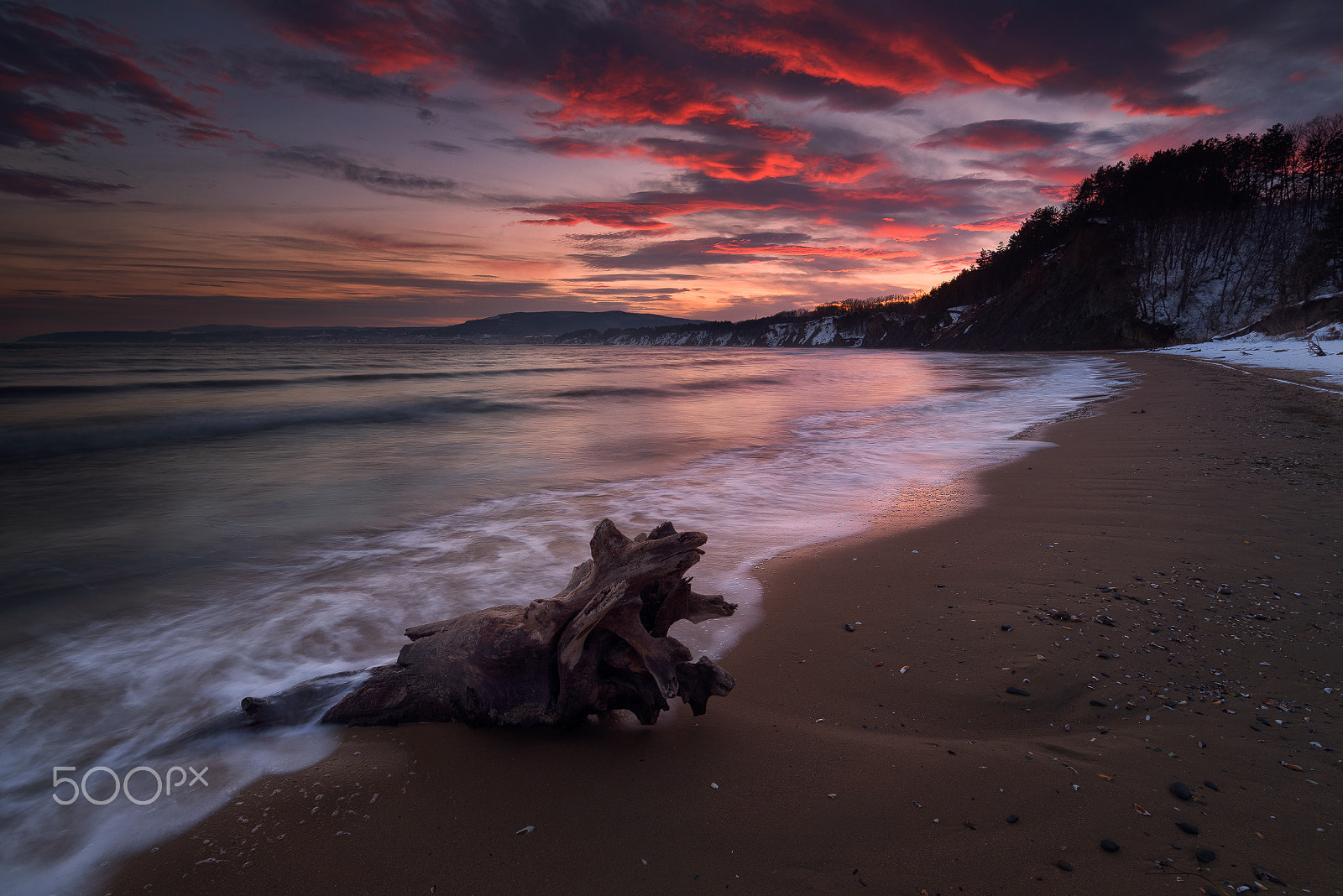 Tamron SP 15-30mm F2.8 Di VC USD sample photo. Sunset burns snowy cliff photography