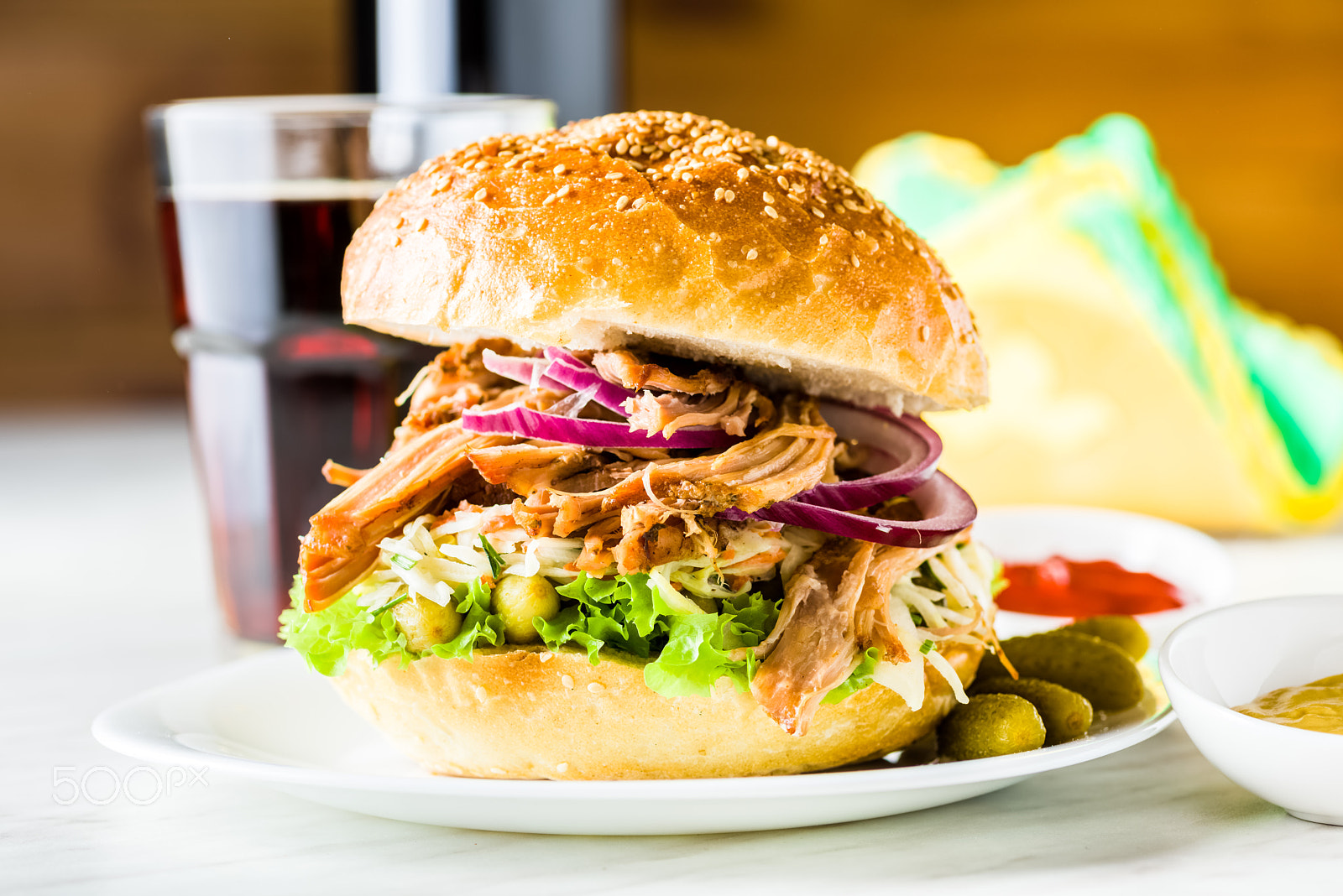 Nikon D810 + Tokina AT-X Pro 100mm F2.8 Macro sample photo. Pulled pork burger photography