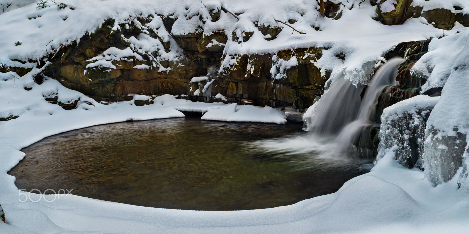 Nikon D5500 + Nikon AF-S DX Nikkor 17-55mm F2.8G ED-IF sample photo. Satina waterfall in winter photography