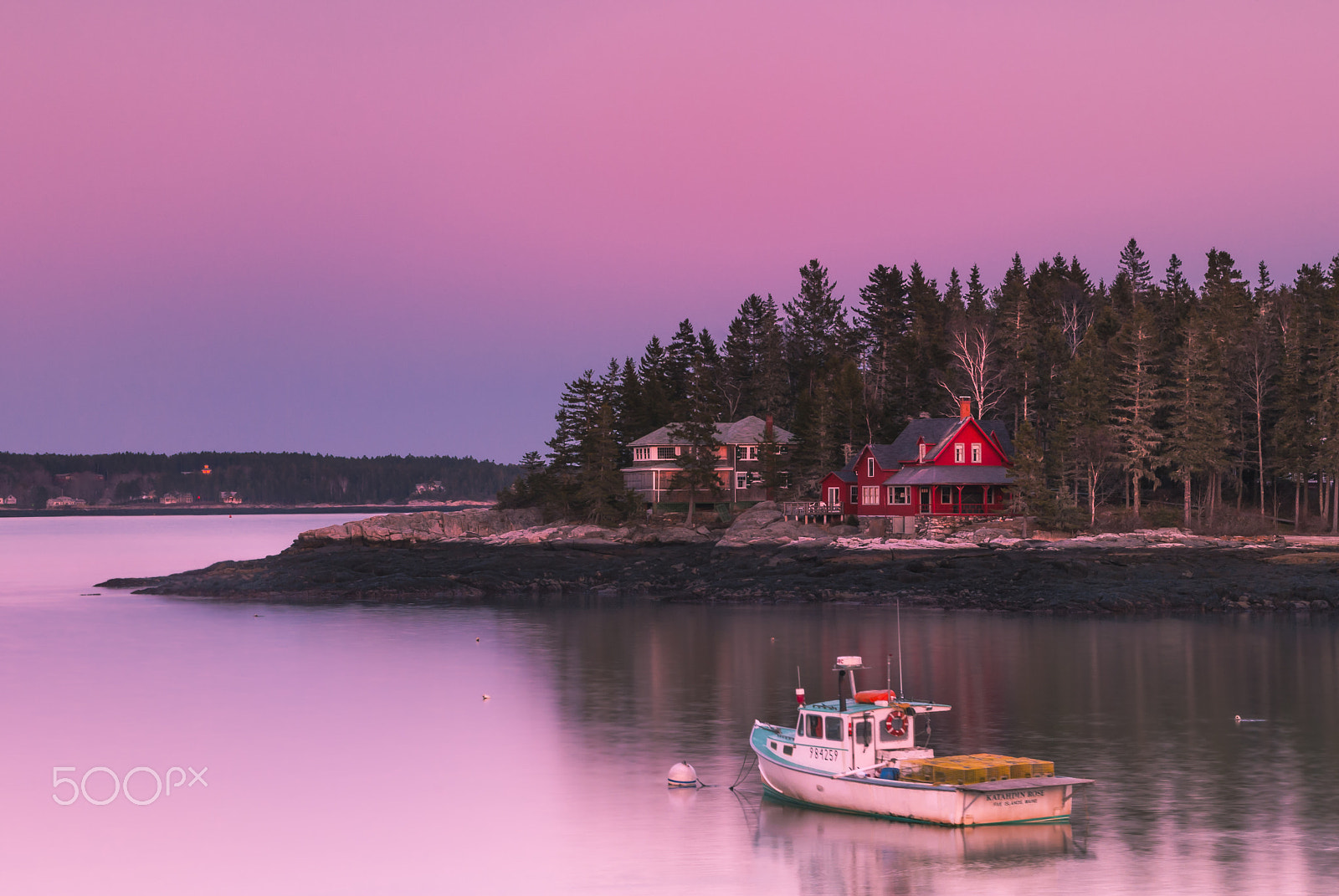 Nikon D200 sample photo. Sunset at five islands in maine photography
