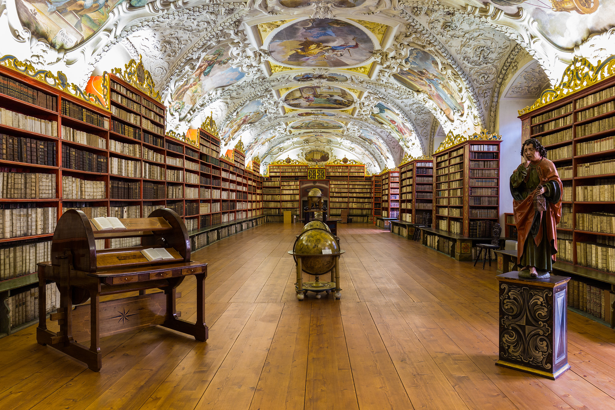 Canon EOS 700D (EOS Rebel T5i / EOS Kiss X7i) + Canon EF 16-35mm F4L IS USM sample photo. Historical library of strahov monastery in prague, theological hall photography