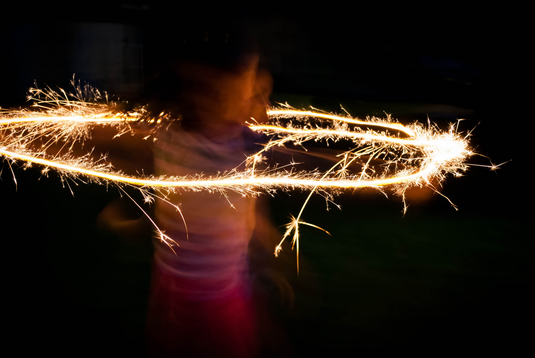 Nikon D40X sample photo. Sparkler spin photography