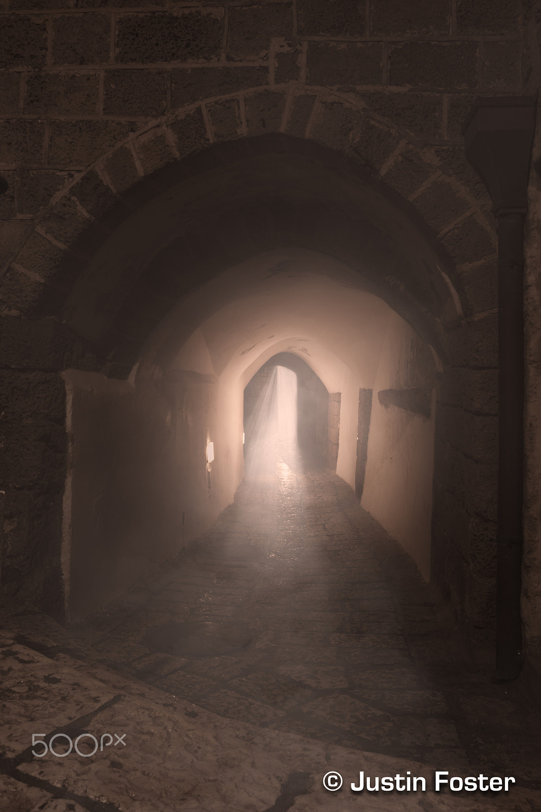 Canon EOS 40D sample photo. Foggy evening passage - old jaffa, israel photography