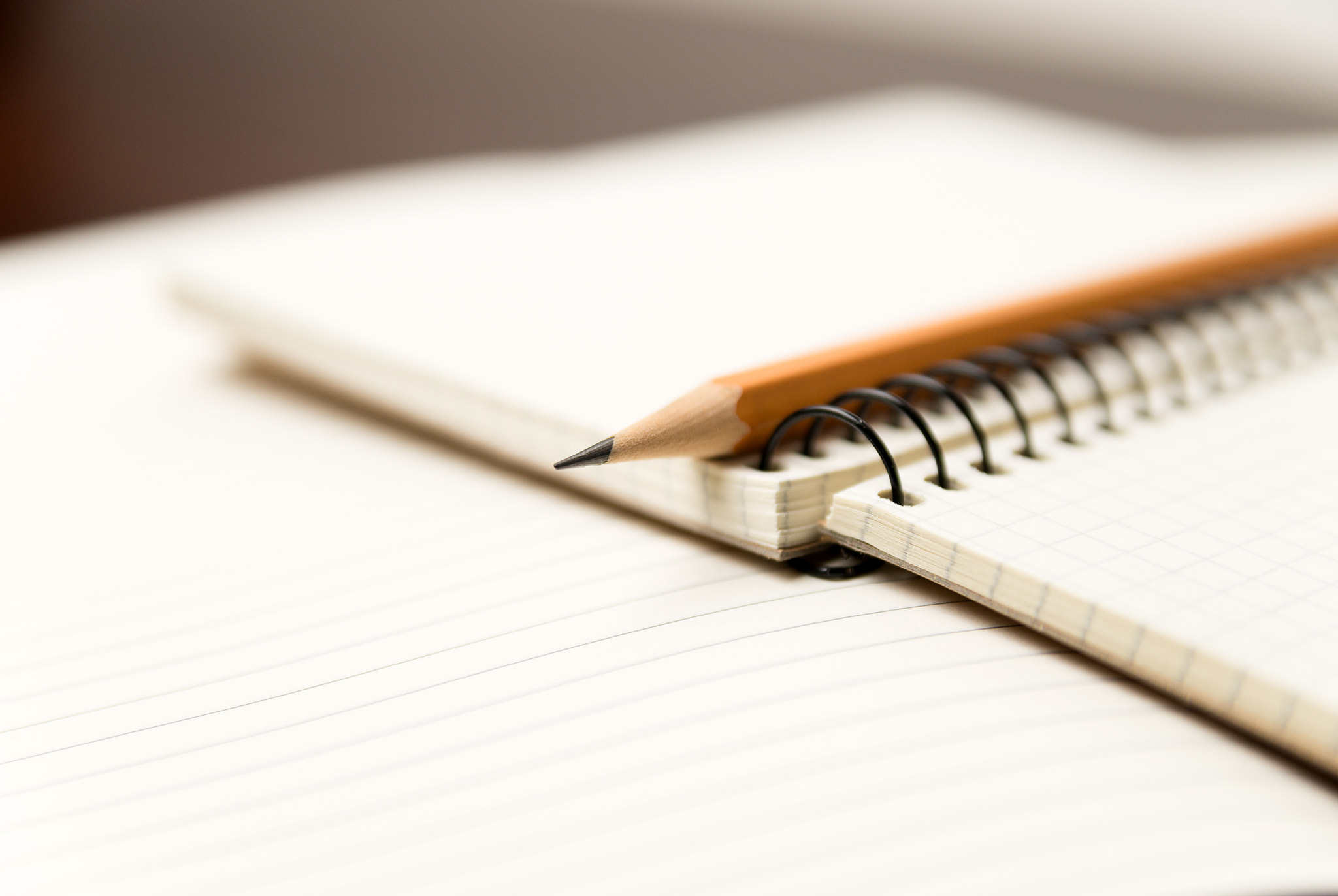 Nikon D800 sample photo. Pencil on the pages of an open notebook for records photography