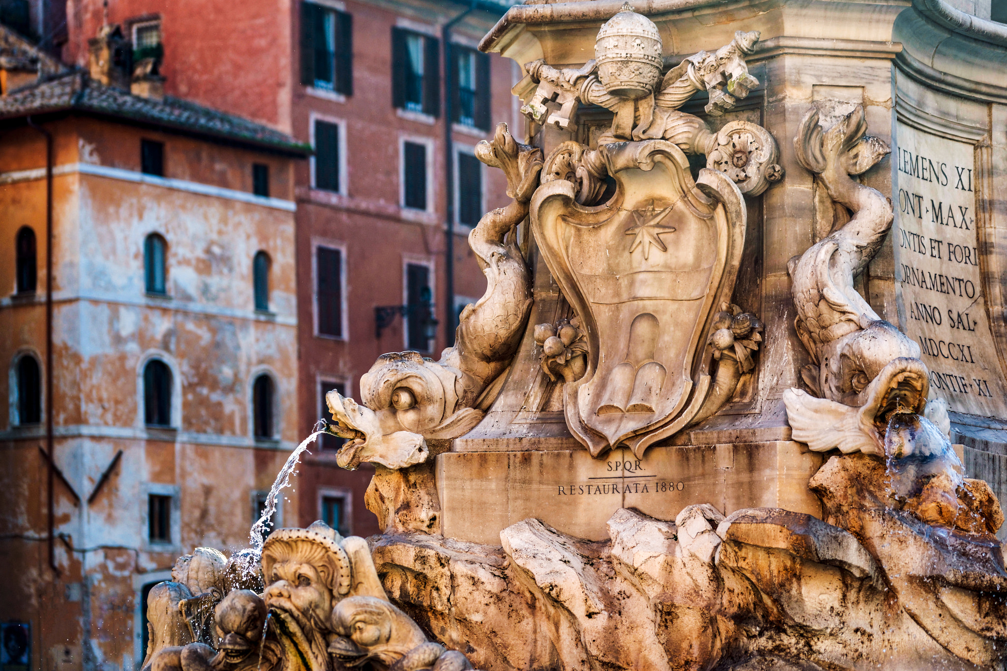 Sigma 105mm F2.8 EX DG OS HSM sample photo. Pantheon fountain in roma photography