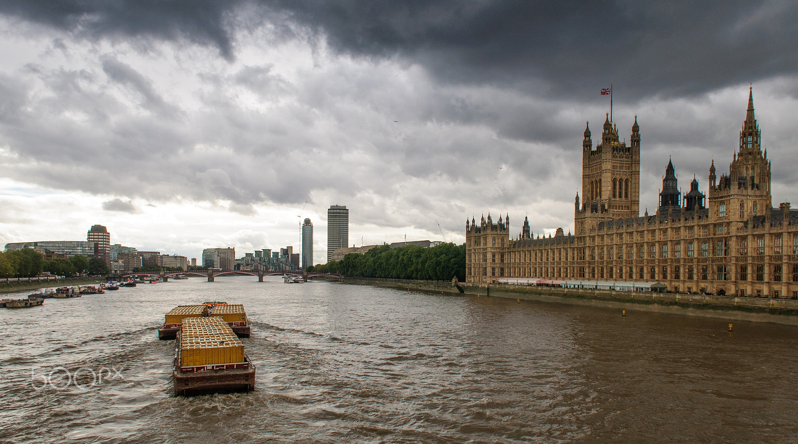 Nikon D90 sample photo. Container barge on the river thames photography
