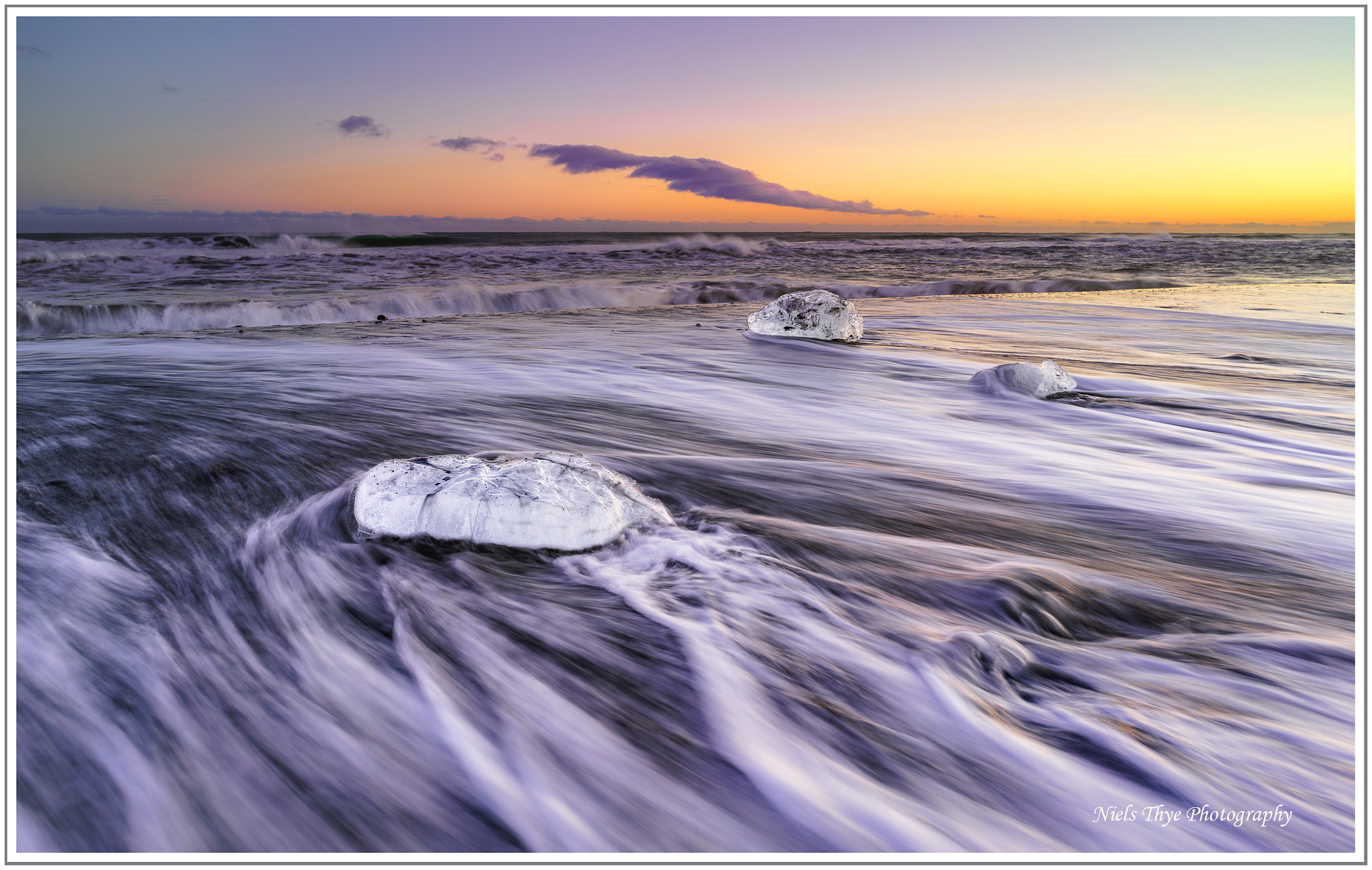 Sony a7R II sample photo. Sunset at jokulsarlon glacier lagoon photography