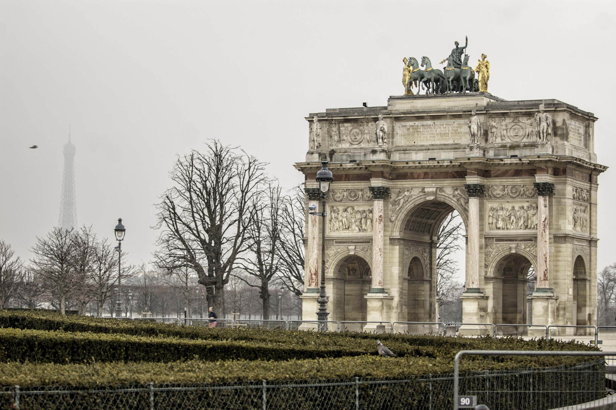 Nikon D70s sample photo. Louvre with eiffel tower in the background overcast day paris france photography