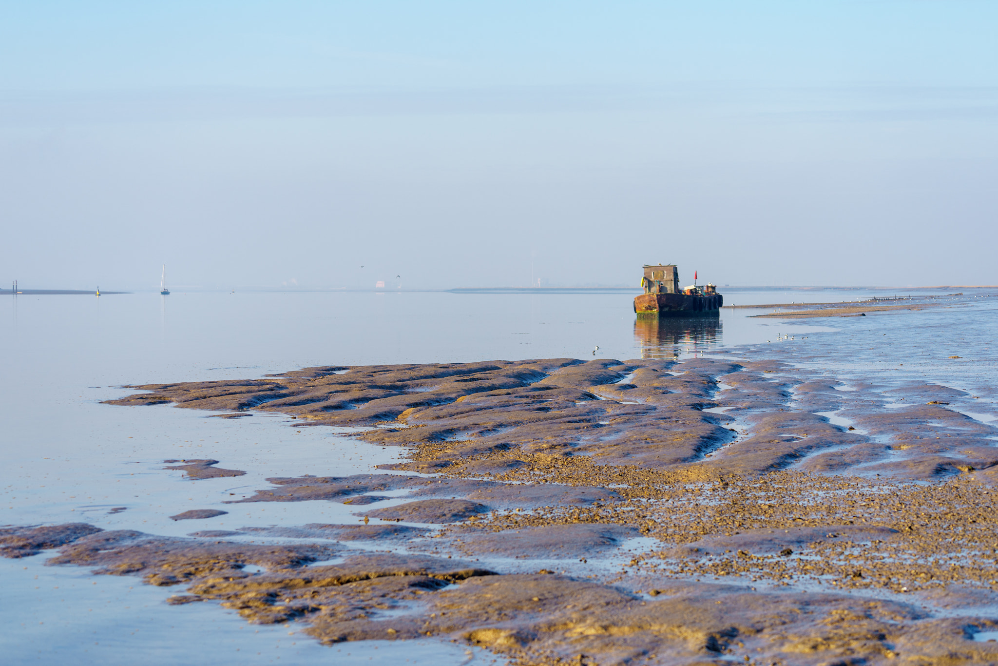 Sony a7 II sample photo. View of an old boat on the river swale photography