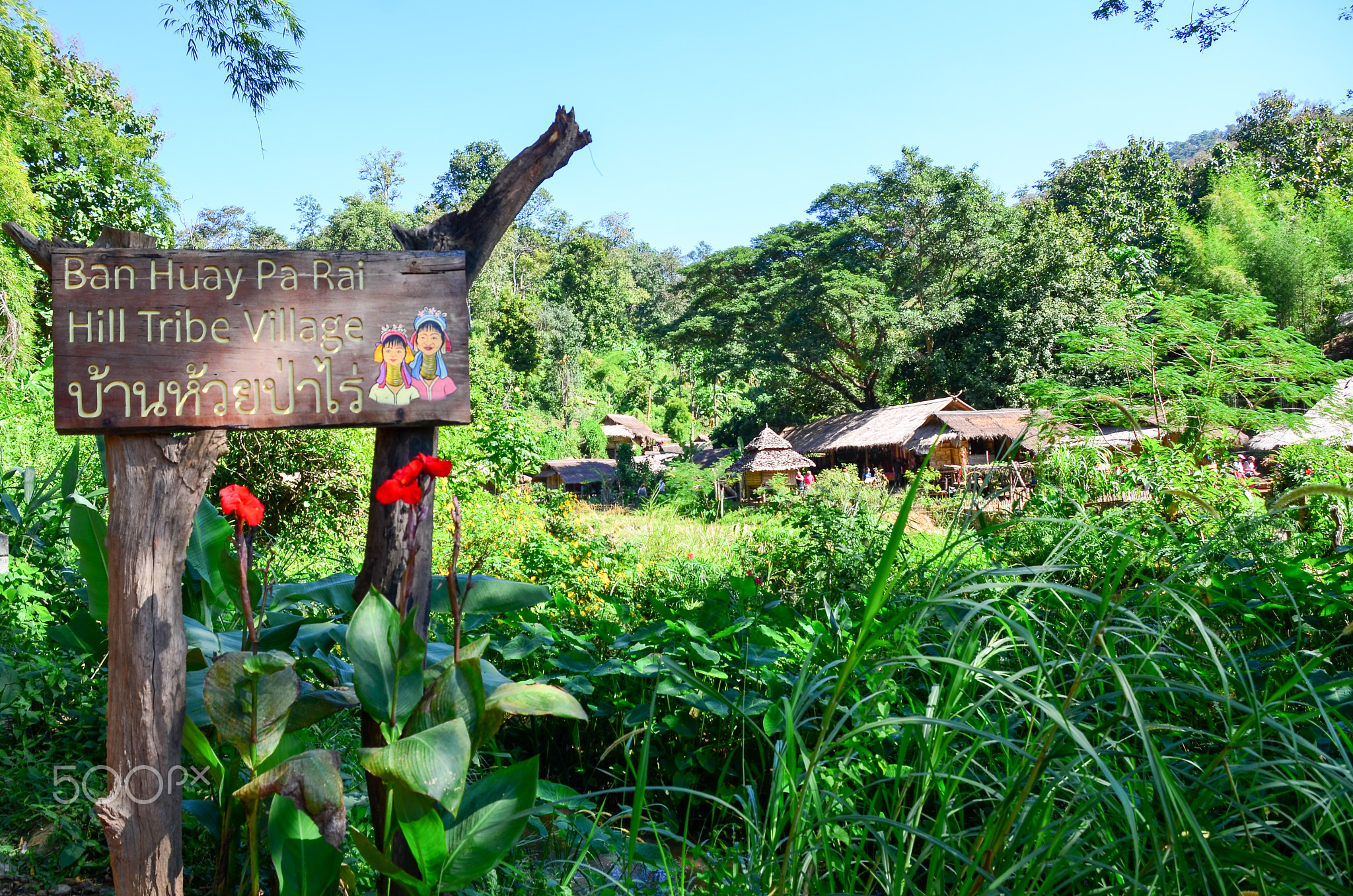 Sign to the Ban Huay Pa Rai Hill Tribe Village