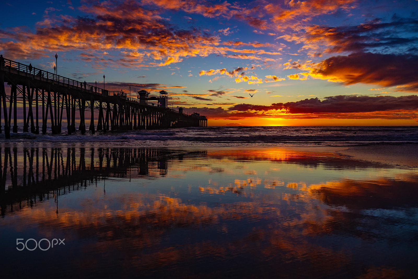 Nikon D3S sample photo. Fiery sunset at oceanside pier - january 13, 2017 photography