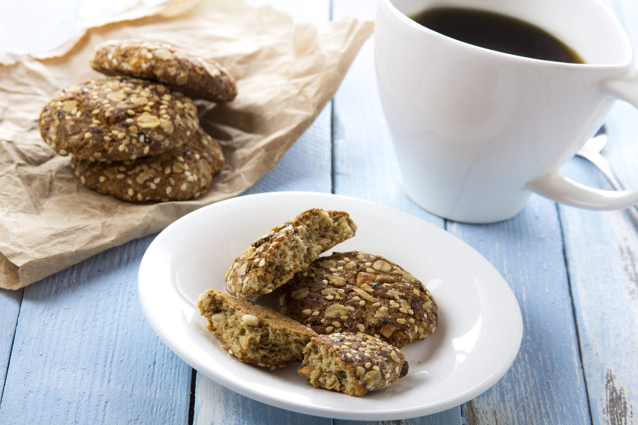 Canon EOS 60D sample photo. Oatmeal cookies coffee breakfast cook rustic wooden background photography