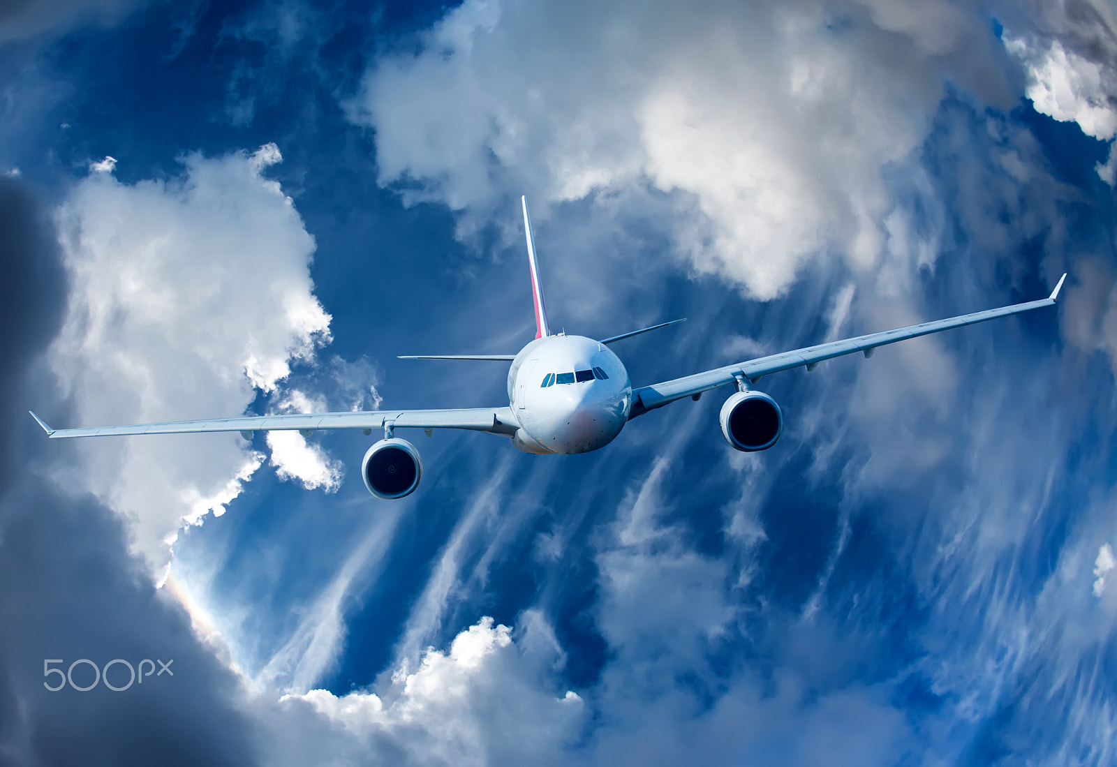 Canon EF 15mm F2.8 Fisheye sample photo. Passenger airliner in the sky photography
