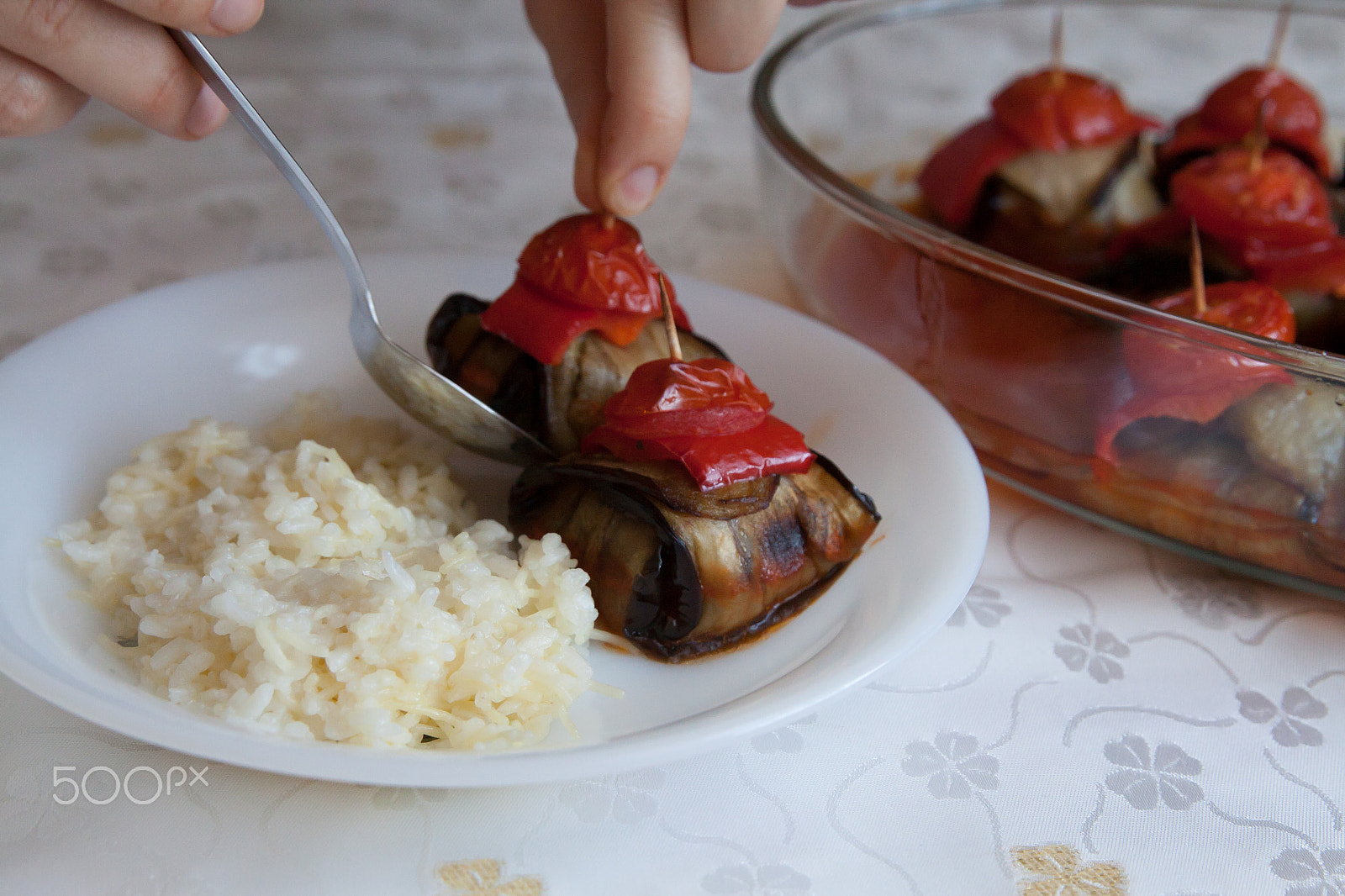 Canon EF 24-70mm F2.8L II USM sample photo. Cooking kebab with eggplant and tomato photography