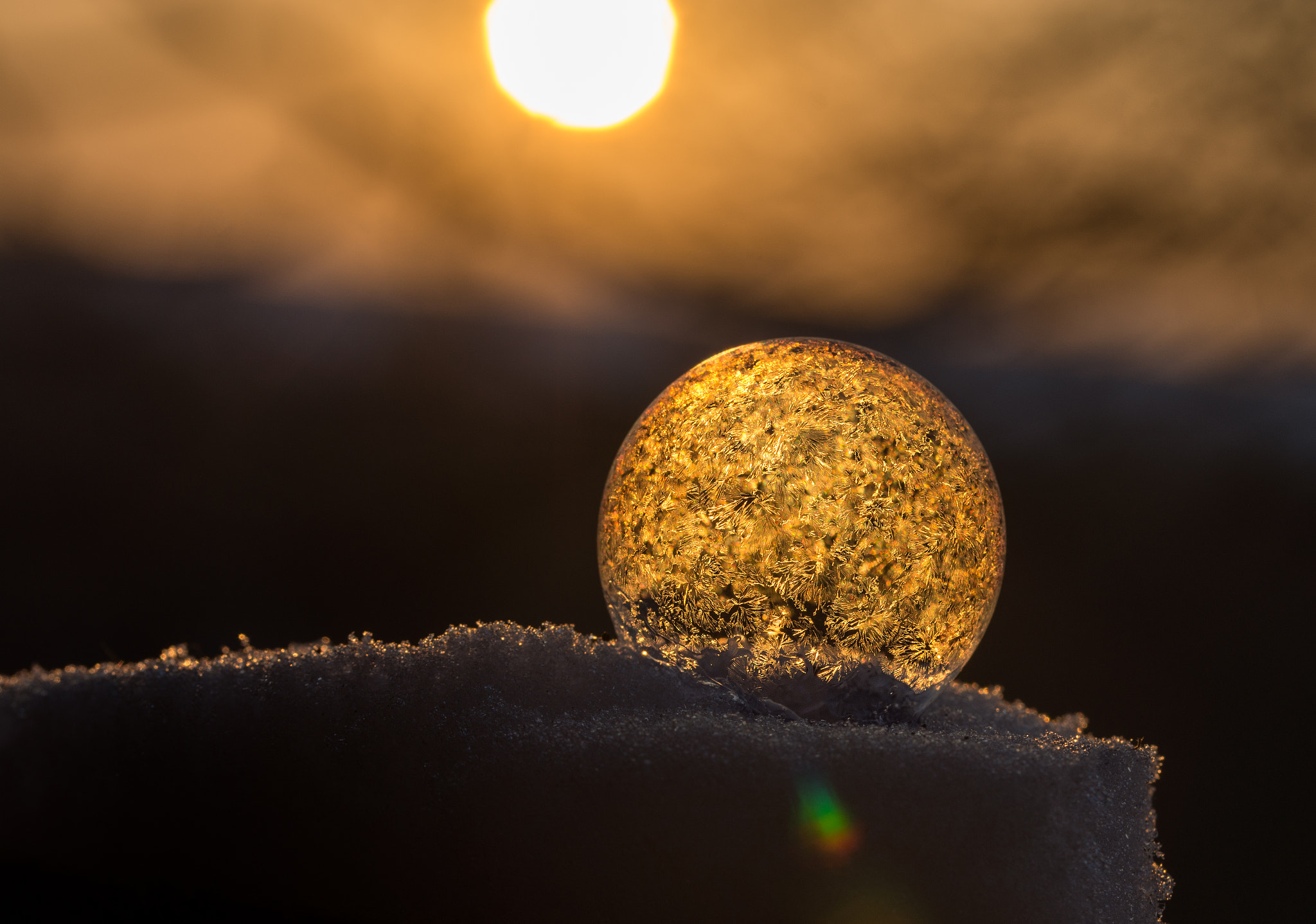 Sony SLT-A77 sample photo. Golden frozen bubble photography