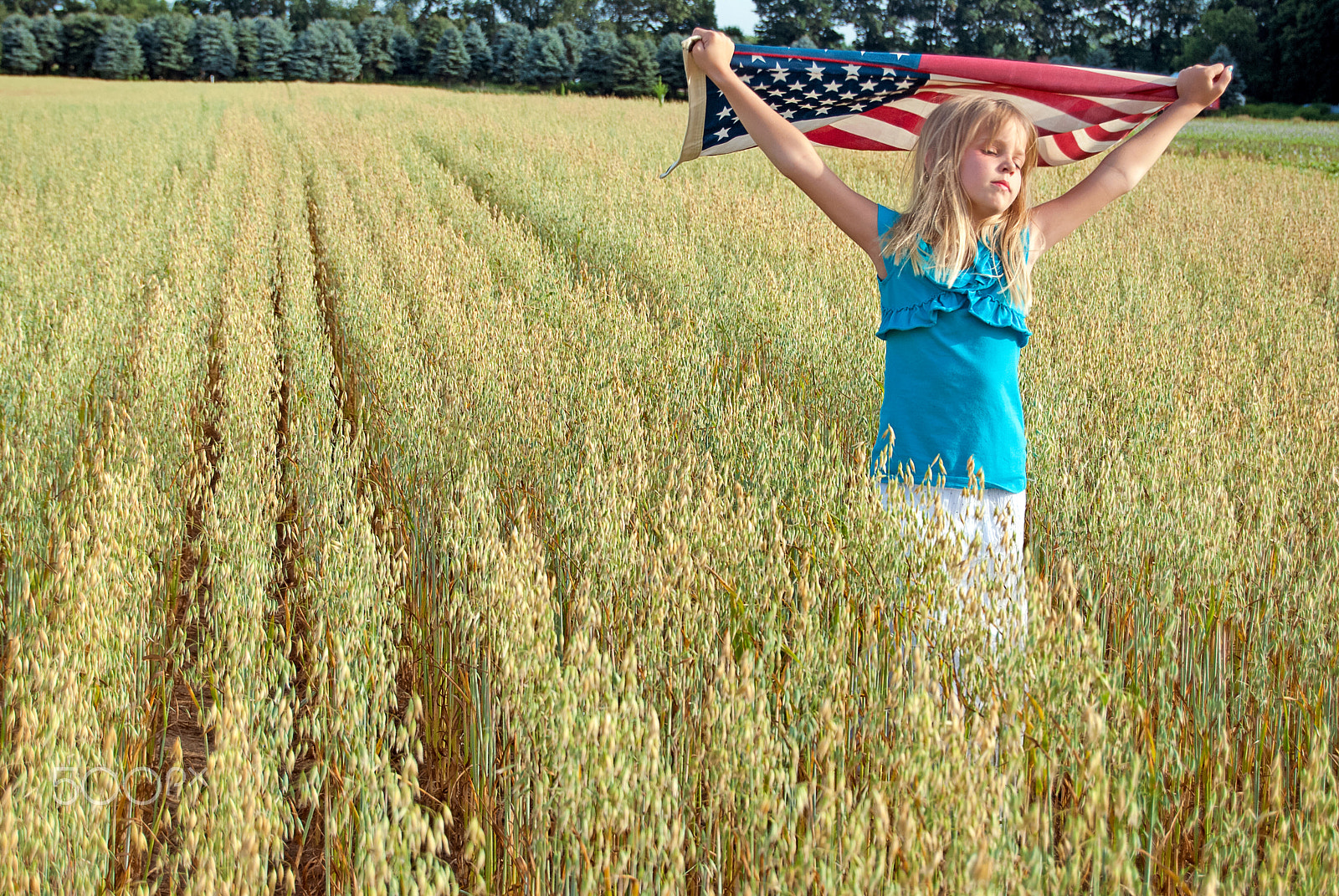 Nikon D80 sample photo. American girl with flag photography