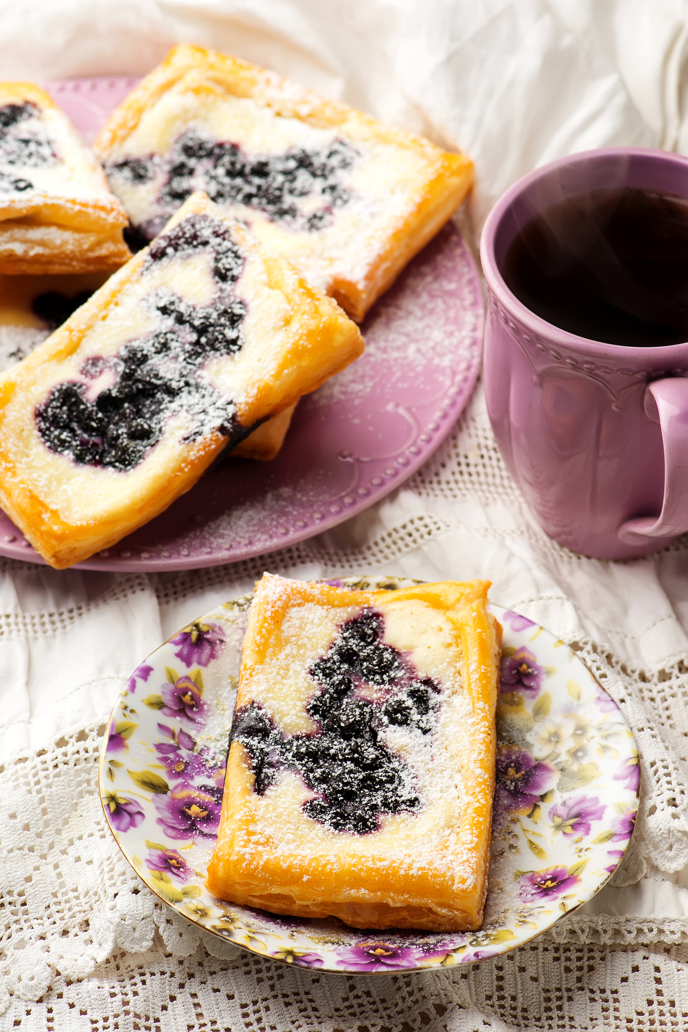 Nikon D3100 sample photo. Blueberry cream cheese danishes. photography
