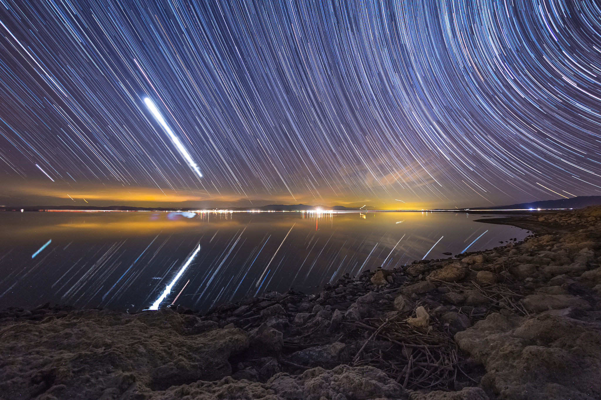 Canon EOS 6D + Sigma 15mm f/2.8 EX Fisheye sample photo. Star trails above the salton sea photography