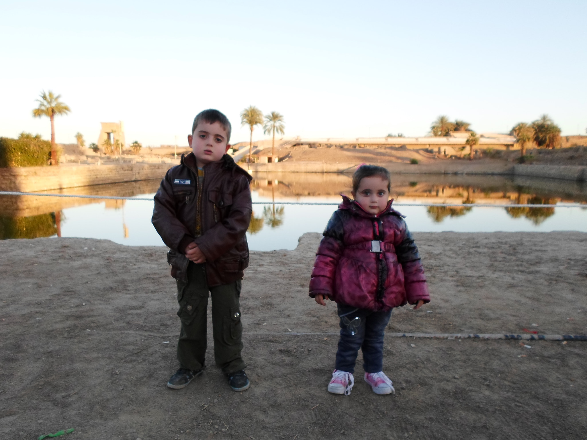 Samsung ST66 / ST68 sample photo. My kids at the karnak holy lake, luxor photography